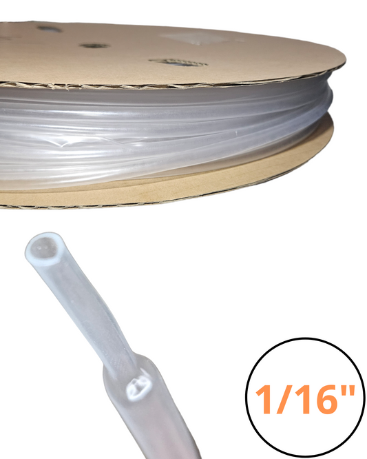 Tubo aislante eléctrico termocontractil 1/16" transparente | Manguera termocontraible | Aislante eléctrico encogible al calor