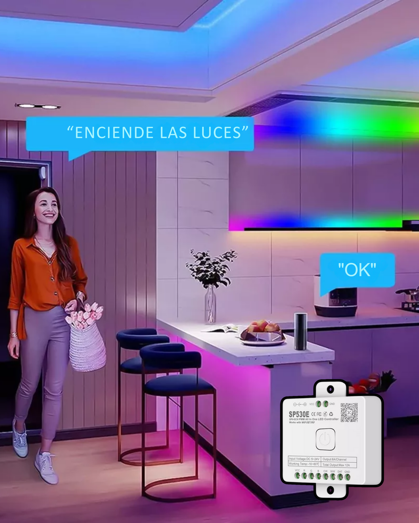 Controlador LED WIFI SP530E | Controlador tira LED Neopixel WS2812B WS2811 | Compatible con Alexa