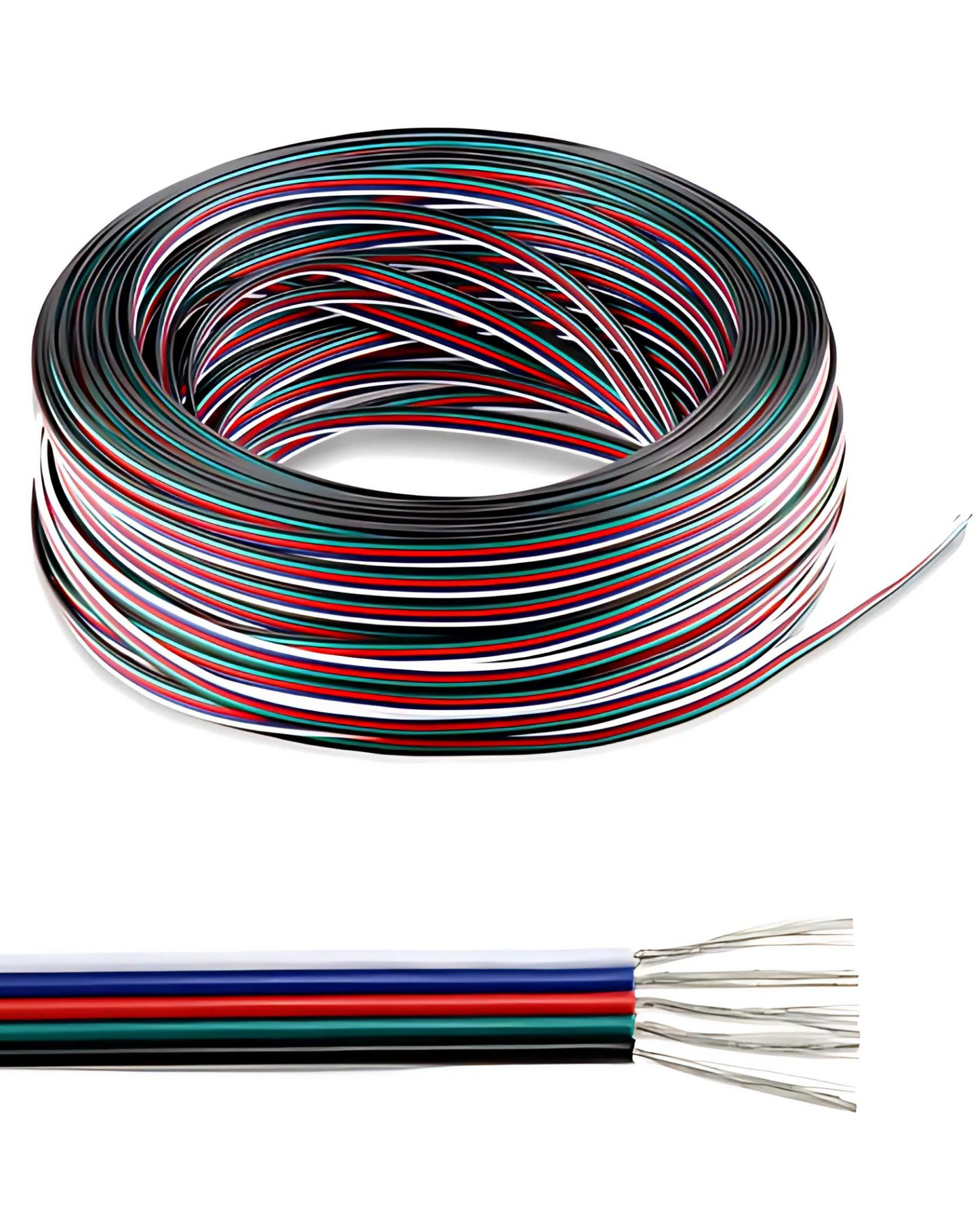 Cable para tira LED 5 hilos calibre 26AWG | Cable de 5 vías para tira LED RGBW
