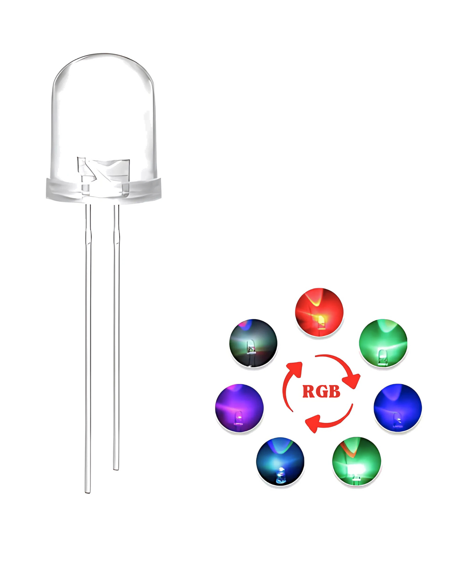 Diodo LED 10mm Camaleón RGB | LED Jumbo Destello RGB