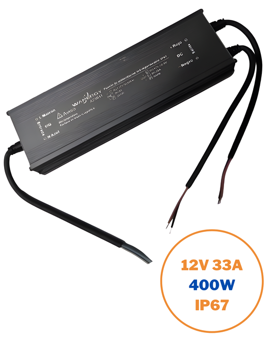 Fuente conmutada para exterior IP67 400W 110 VAC - 220 VAC | Fuente de alimentación impermeable 12V 33A | Wanergy 67803 | Próximamente descontinuado