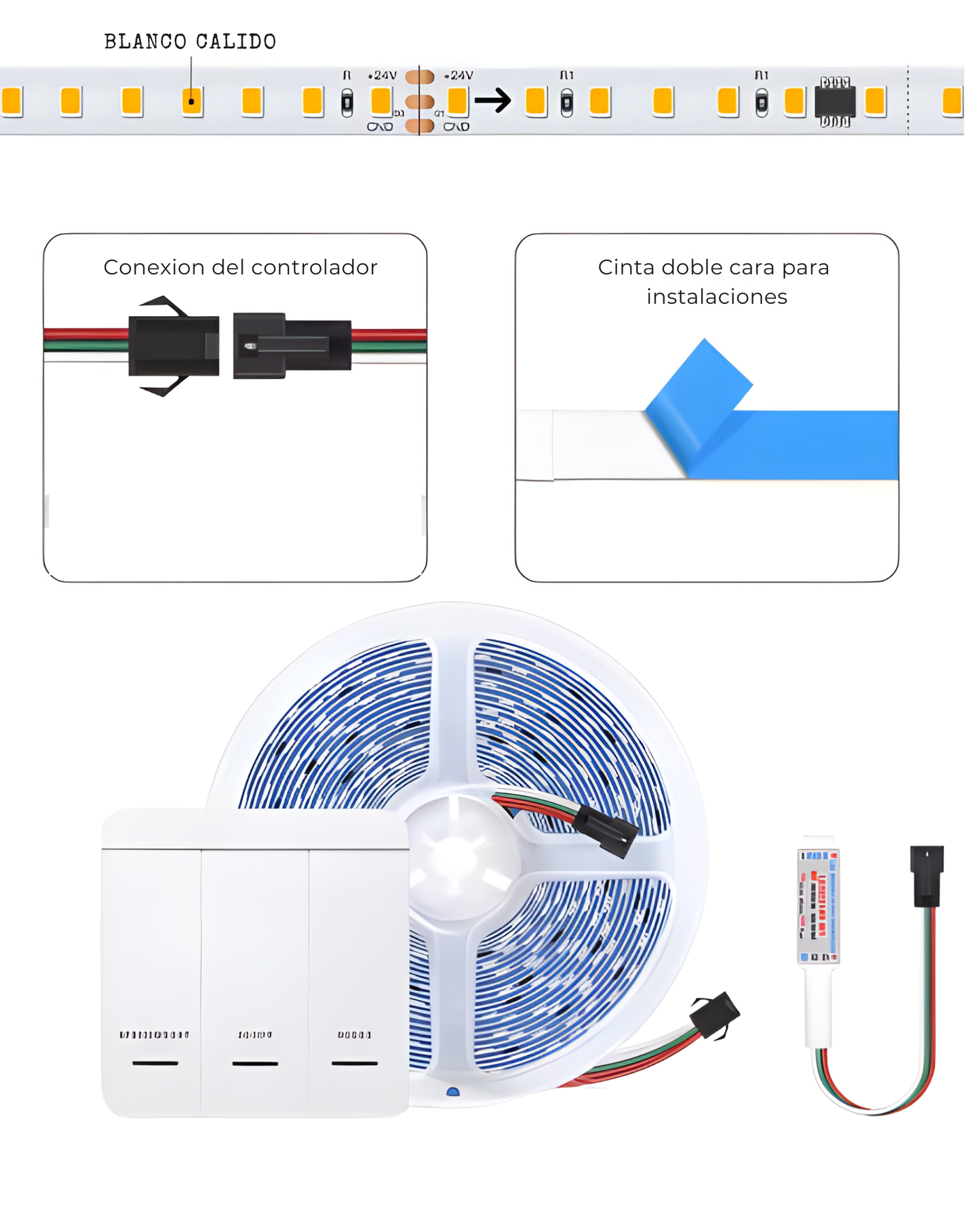 Tira de LED decorativa efecto de agua corriendo | Rollo de 10 metros 24V DC | Diferentes efectos decorativos