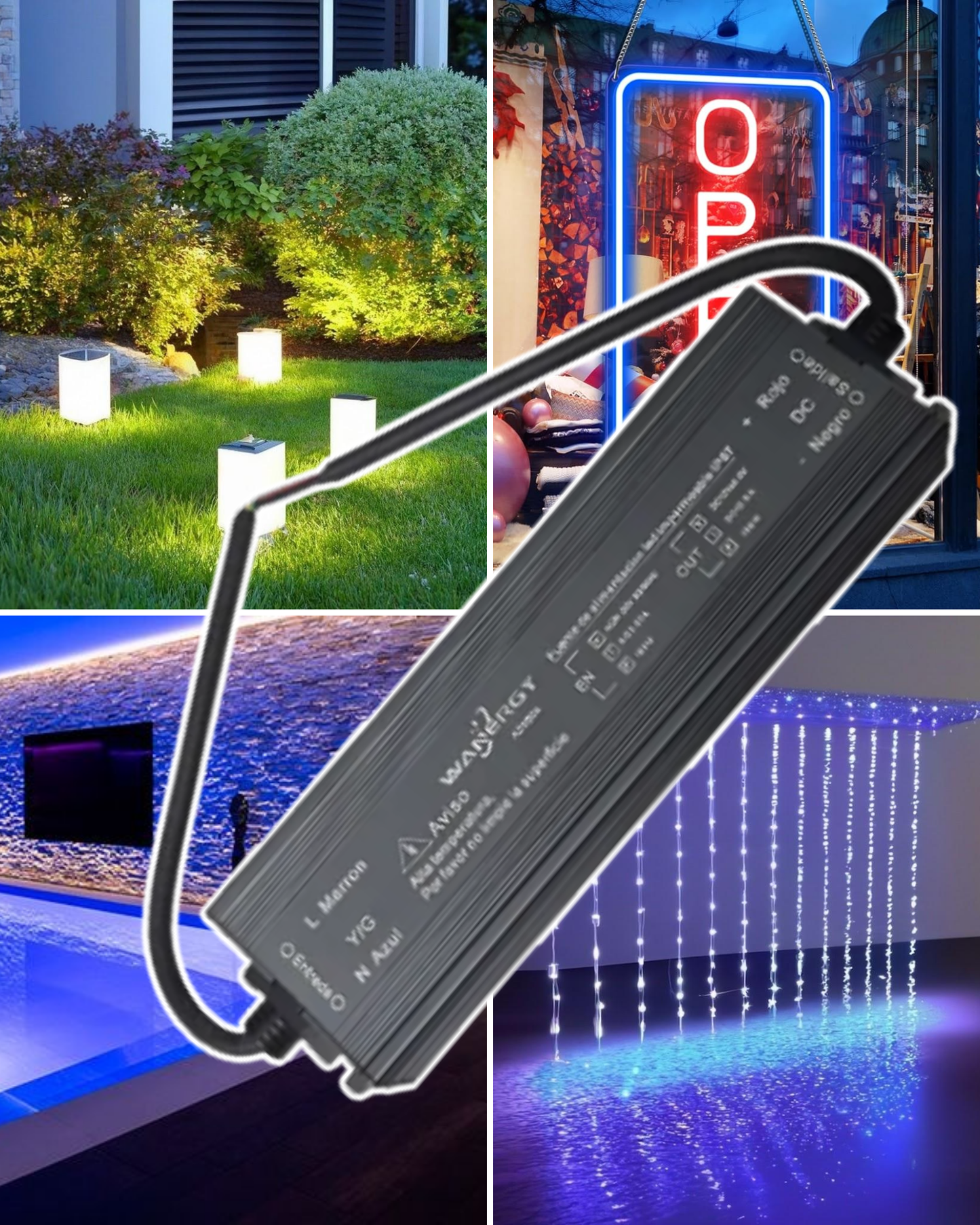 Fuente conmutada para exterior IP67 150W 110 VAC - 220 VAC | Fuente de alimentación impermeable 12V 12.5A | Wanergy 67801