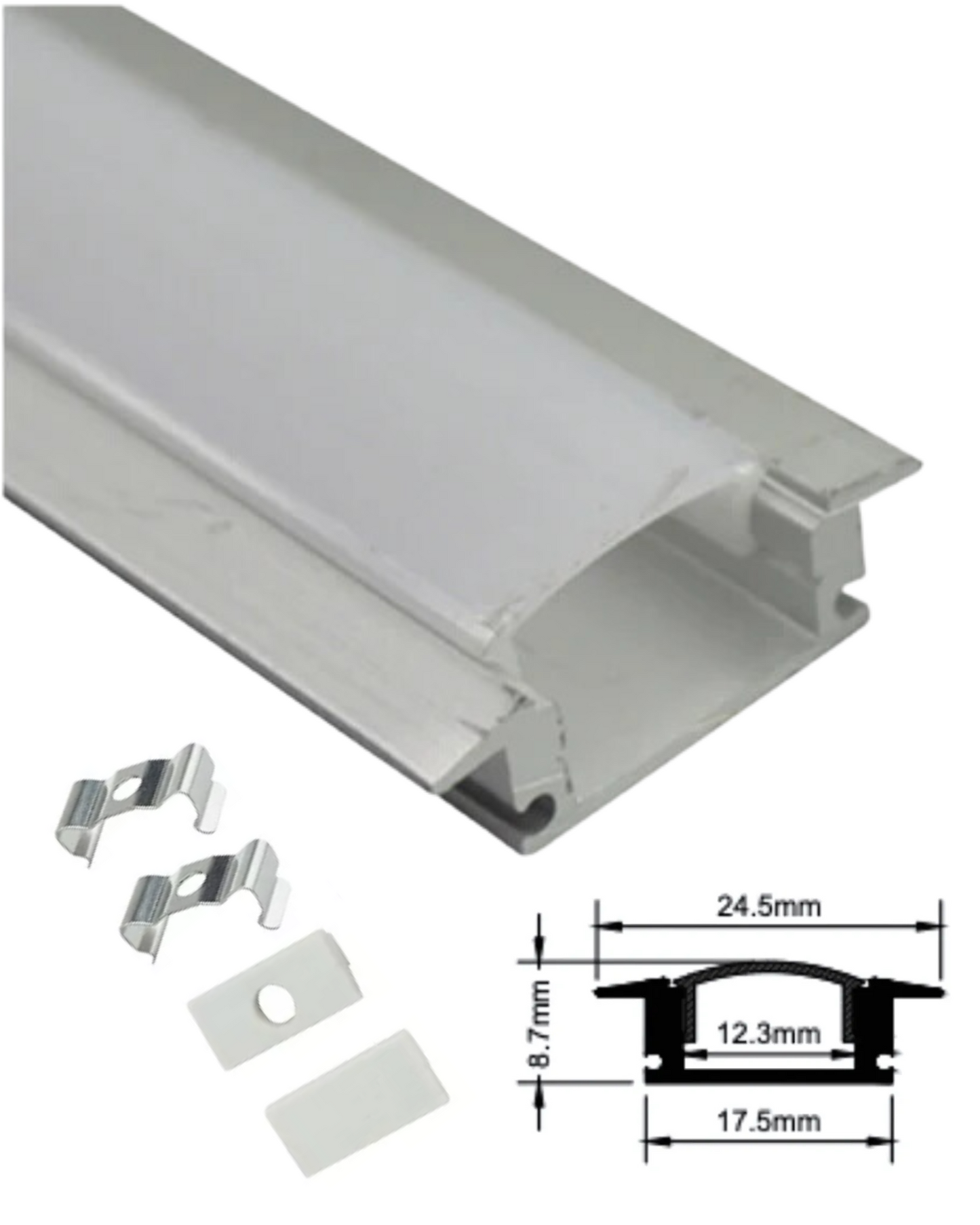Perfil de aluminio para tira LED | Tramo de 1 metro de canaleta de metal para luz LED