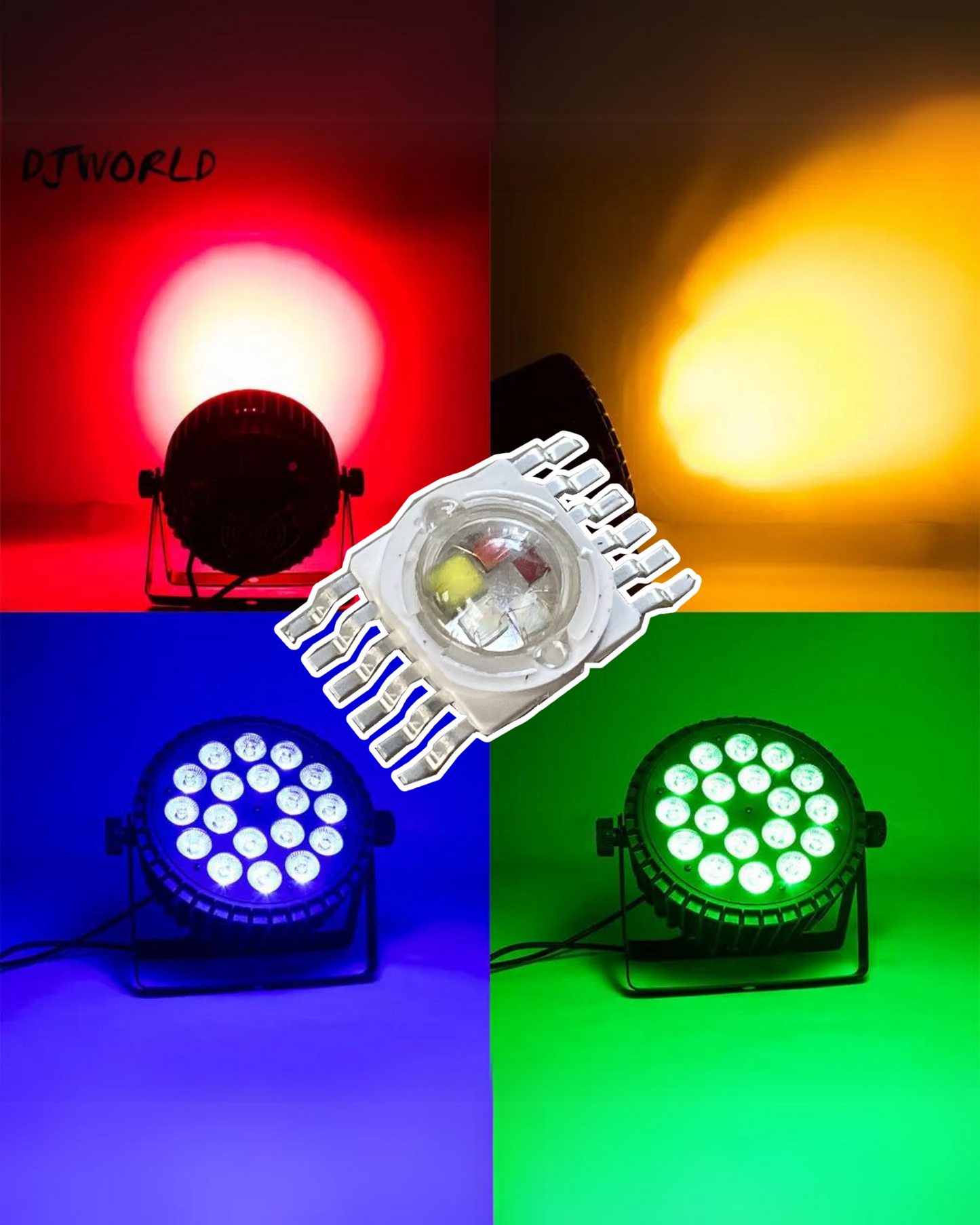 Chip LED de potencia 12W RGBWIY 12 pines | Pastilla LED RGB+ Blanco + Amarillo + UV