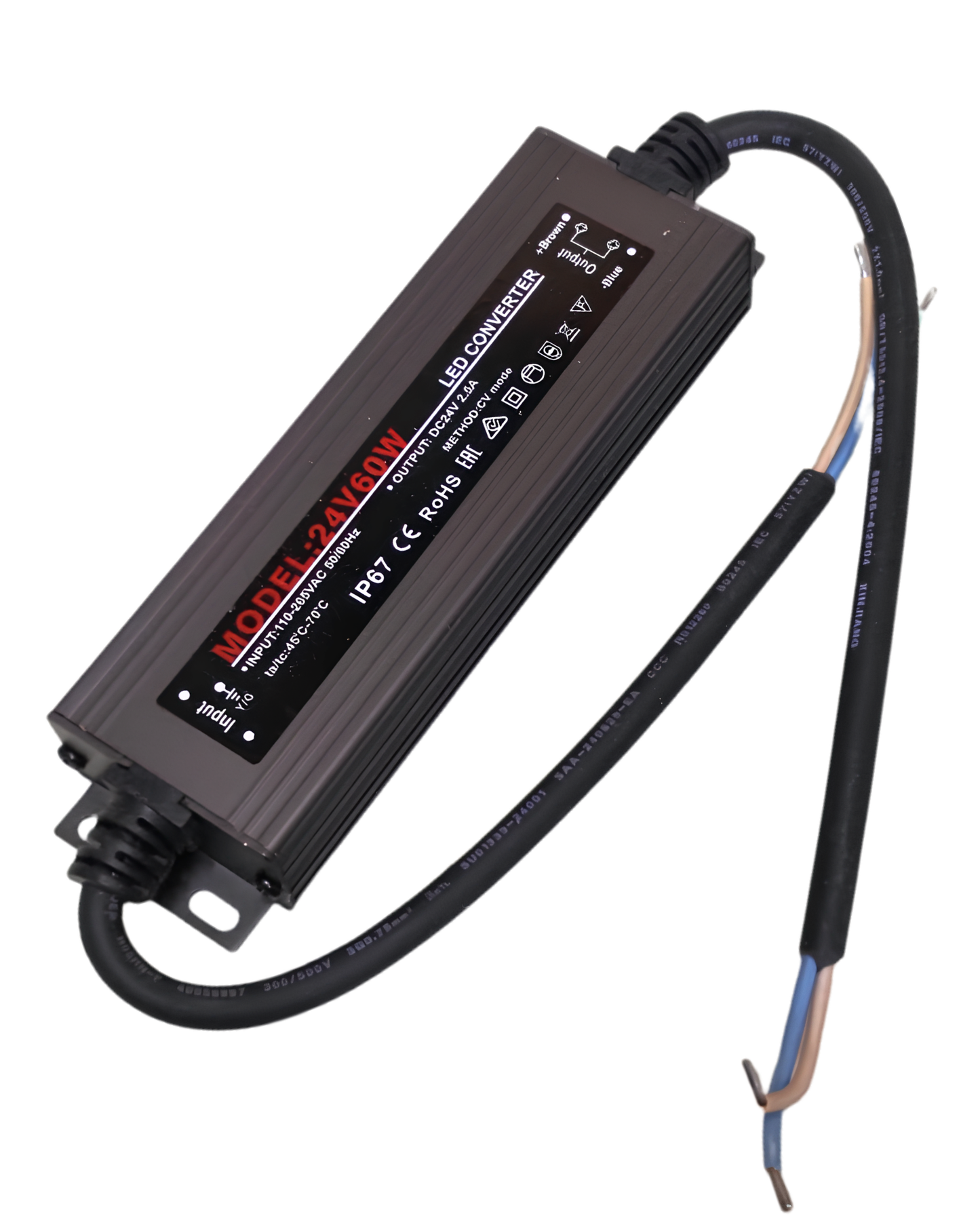 Fuente conmutada para exterior IP67 24V 60W 110 VAC - 220 VAC | Fuente de alimentación impermeable