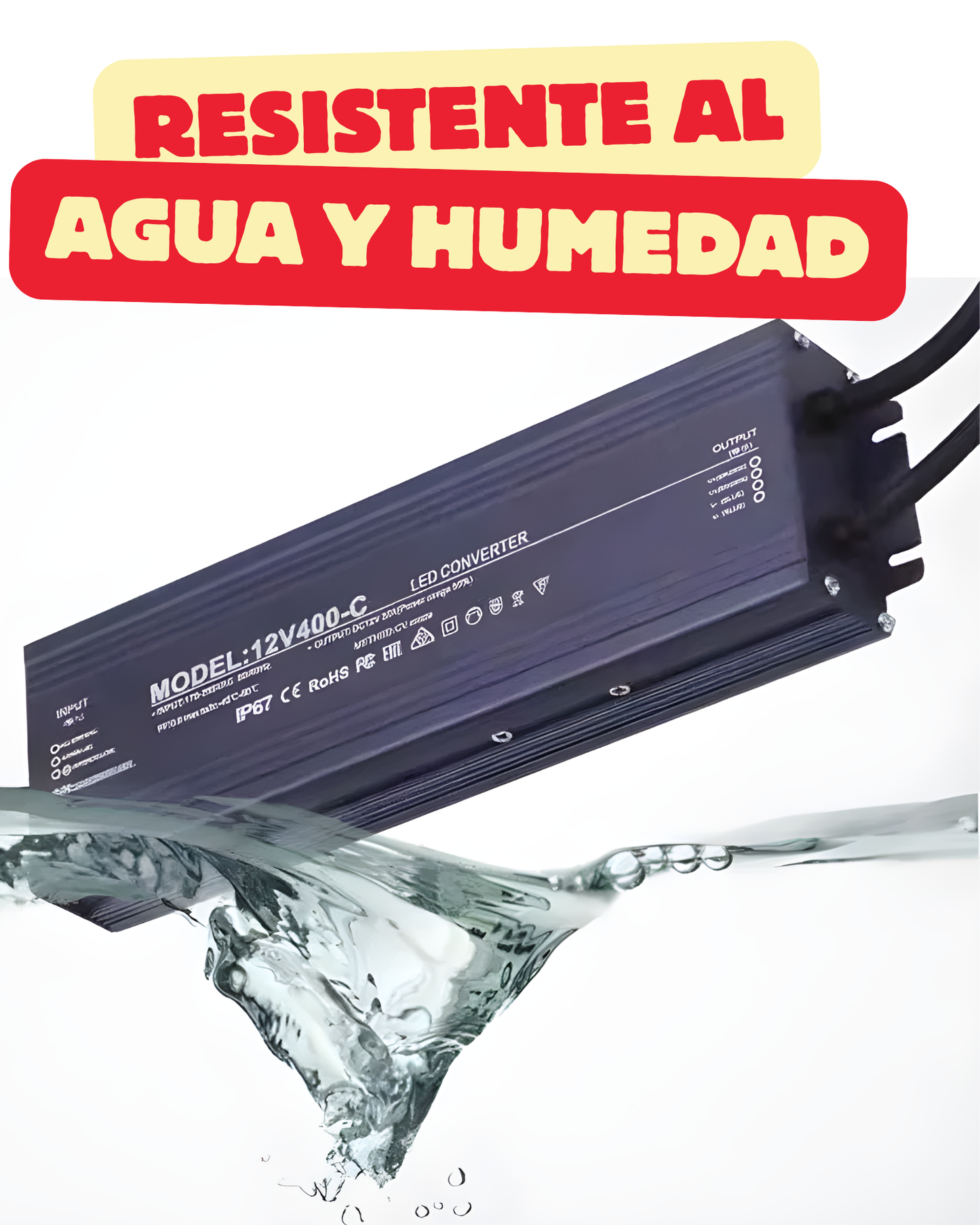 Fuente conmutada para exterior IP67 300W 110 VAC - 220 VAC | Fuente de alimentación impermeable 12V 25A | Wanergy 67802
