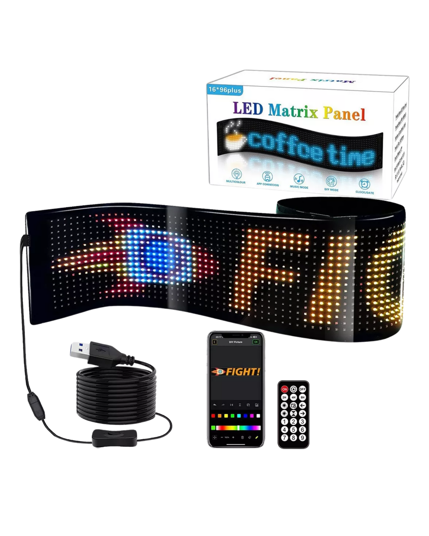 Letrero de ojos programable 120mm x 590mm | Letrero para parabrisas y medallón