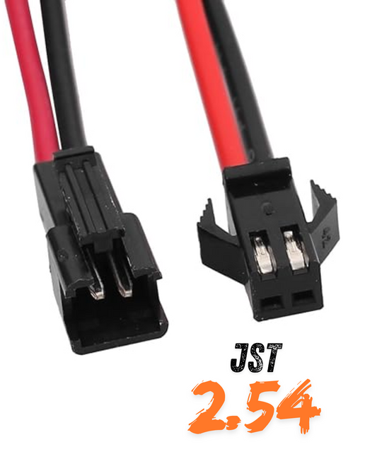 Arnés Conector 2 Pines Tira LED Macho - Hembra Universal JST | Conector rápido JST 2.54 para Tira de LED 2 cables