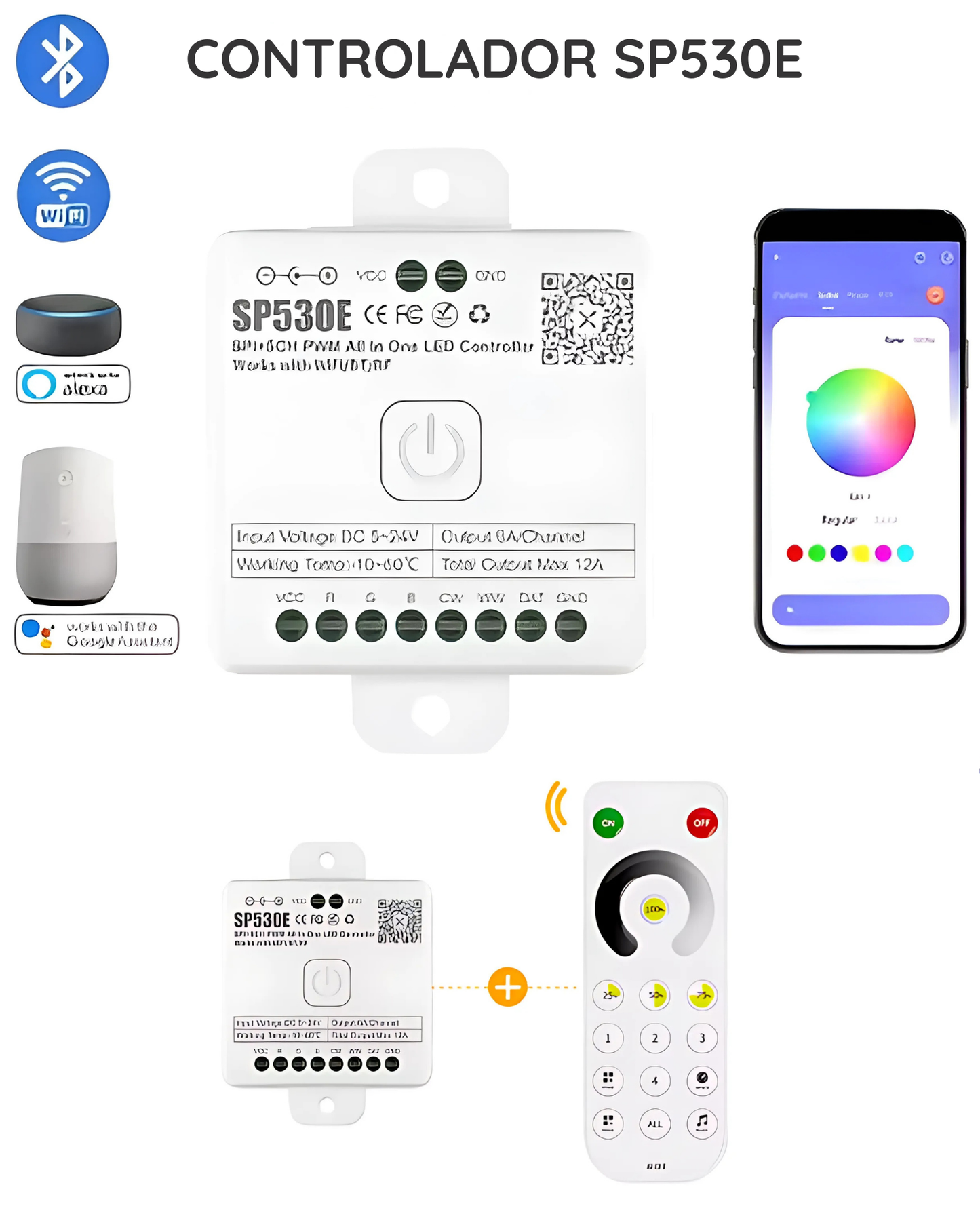 Controlador LED WIFI SP530E | Controlador tira LED Neopixel WS2812B WS2811 | Compatible con Alexa