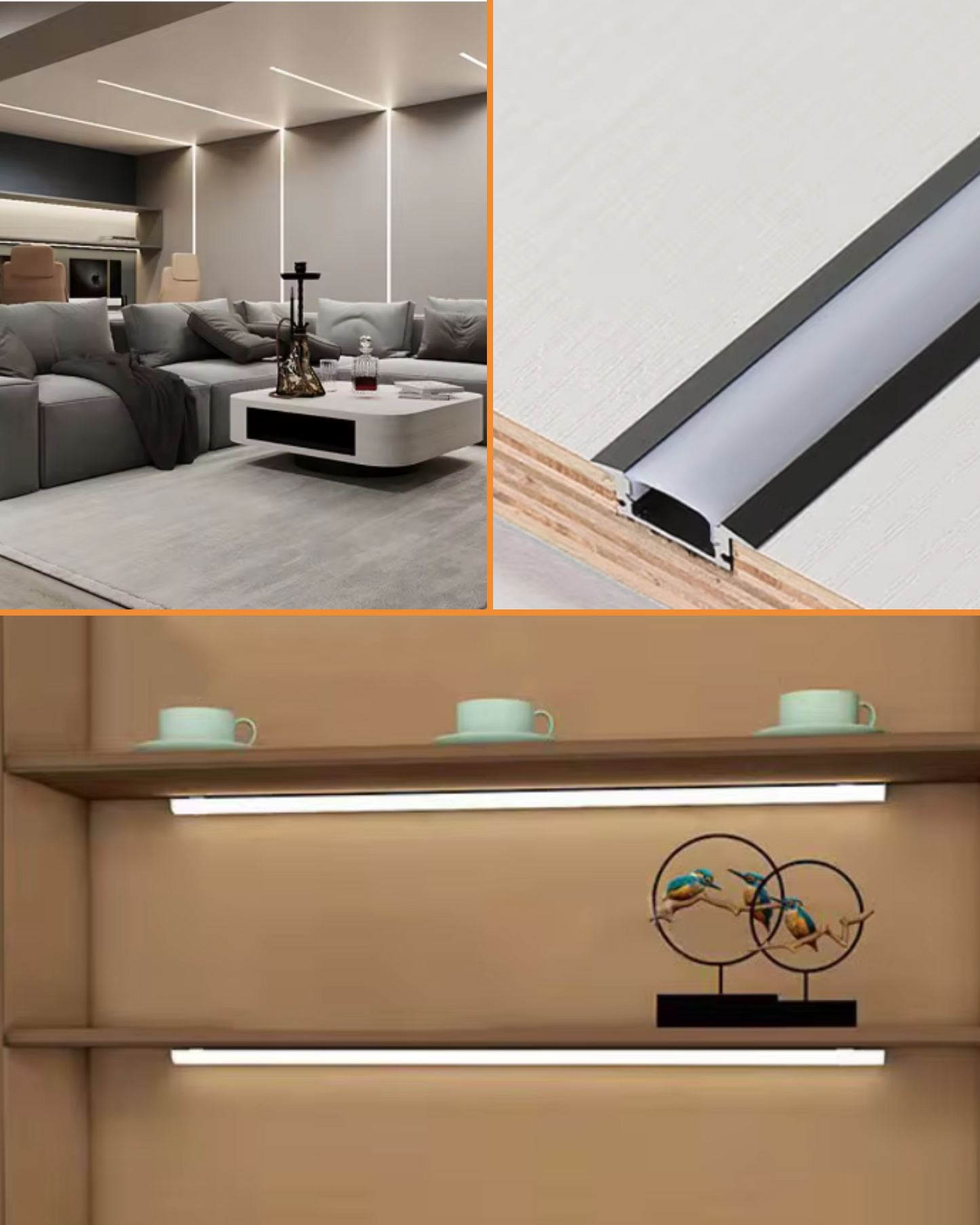 Perfil de aluminio para tira LED | Tramo de 1 metro de canaleta de metal para luz LED