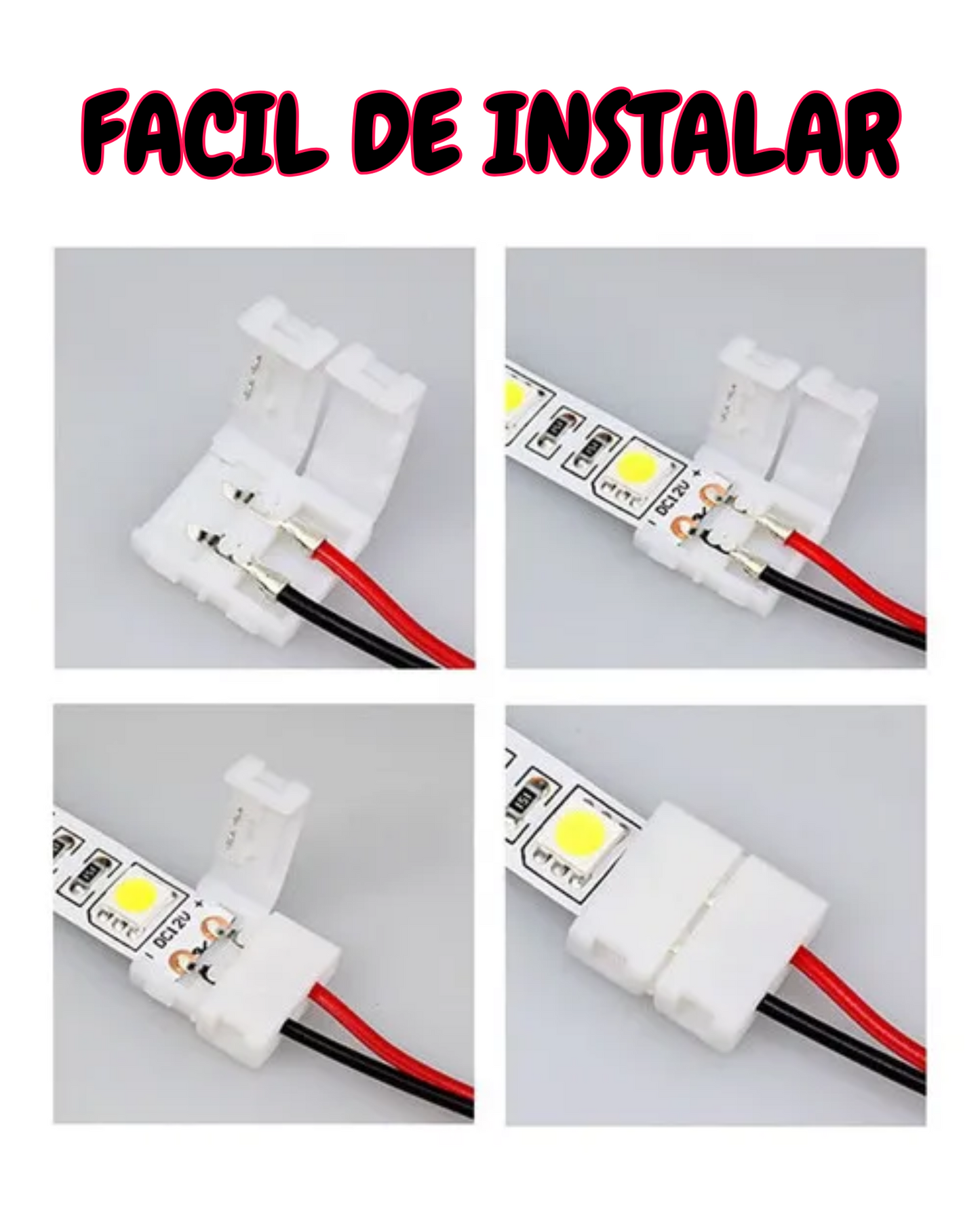 Cople con cable para tira de LED 5050 monocolor l Empalme tira LED monocolor
