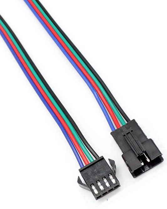 Arnés Conector RGB 4 pines Macho - Hembra Universal JST | Conector rápido tira LED RGB 4 cables