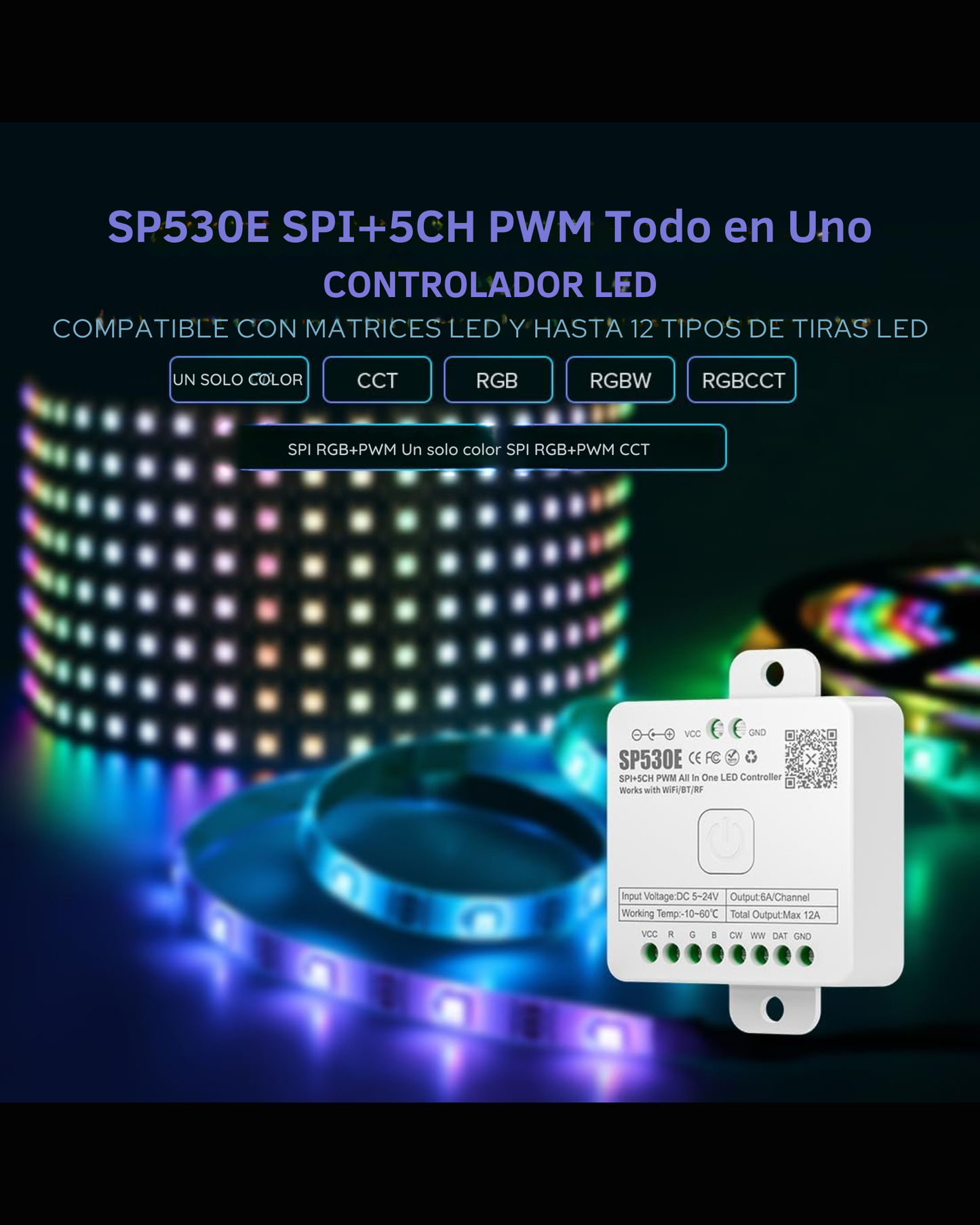 Controlador LED WIFI SP530E | Controlador tira LED Neopixel WS2812B WS2811 | Compatible con Alexa