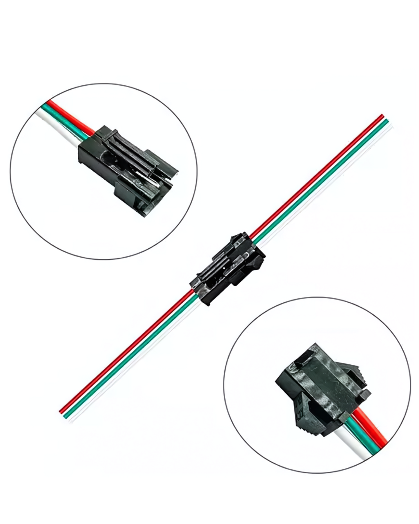 Arnés Conector 3 pines Pixel LED Macho - Hembra Universal JST | Conector rápido tira LED Neopixel WS2812B 3 cables