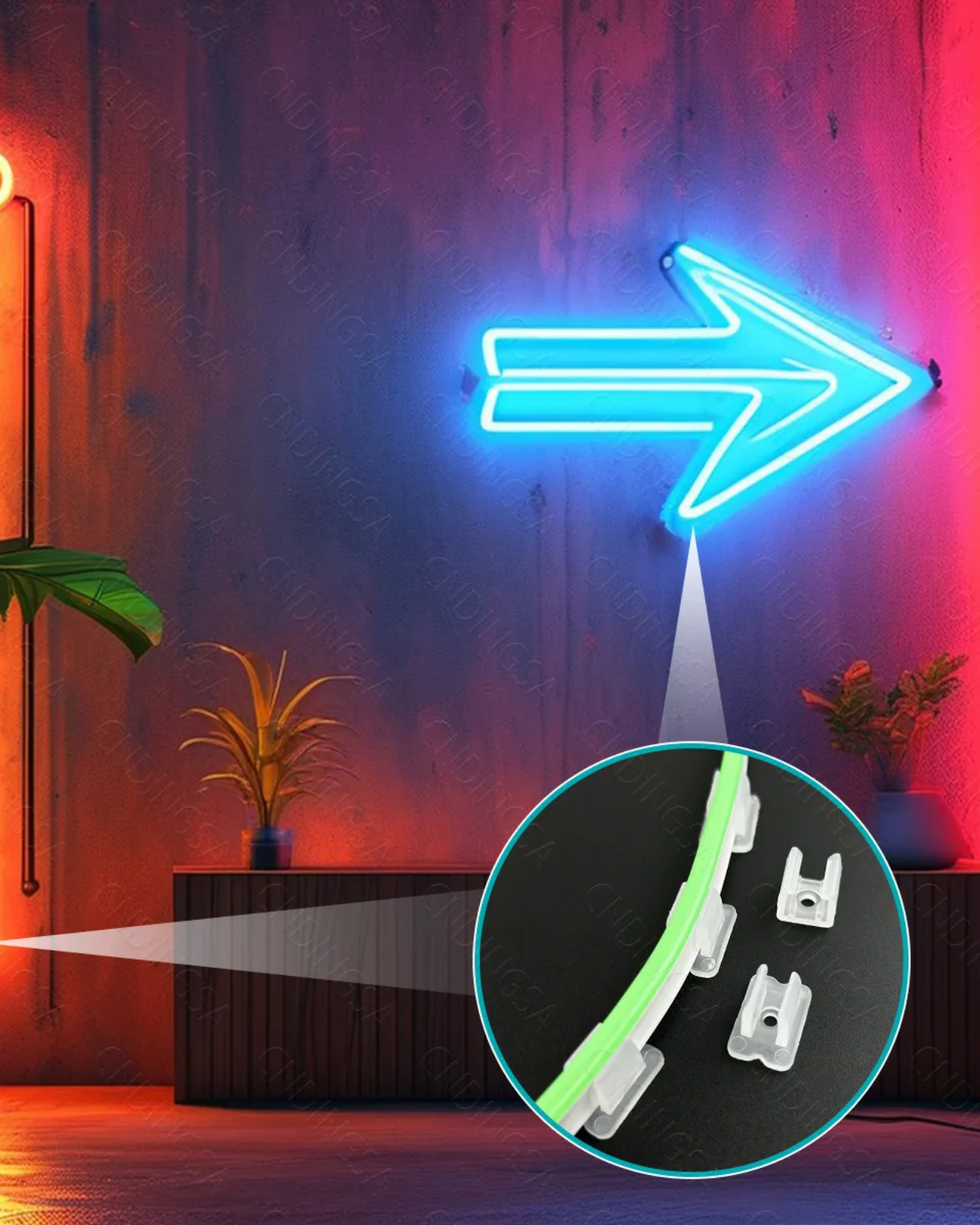 Grapa PVC para tira Neonflex 6x12mm | Grapa para sujetar tira de LED a pared