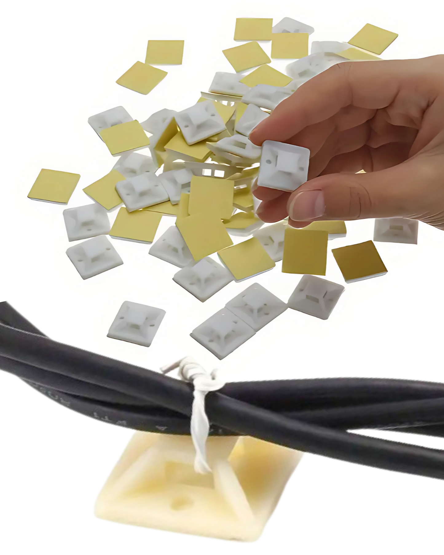 Sujeta cinchos 2cm | Soporte para cable autoadhesivo | Base para cincho de plástico