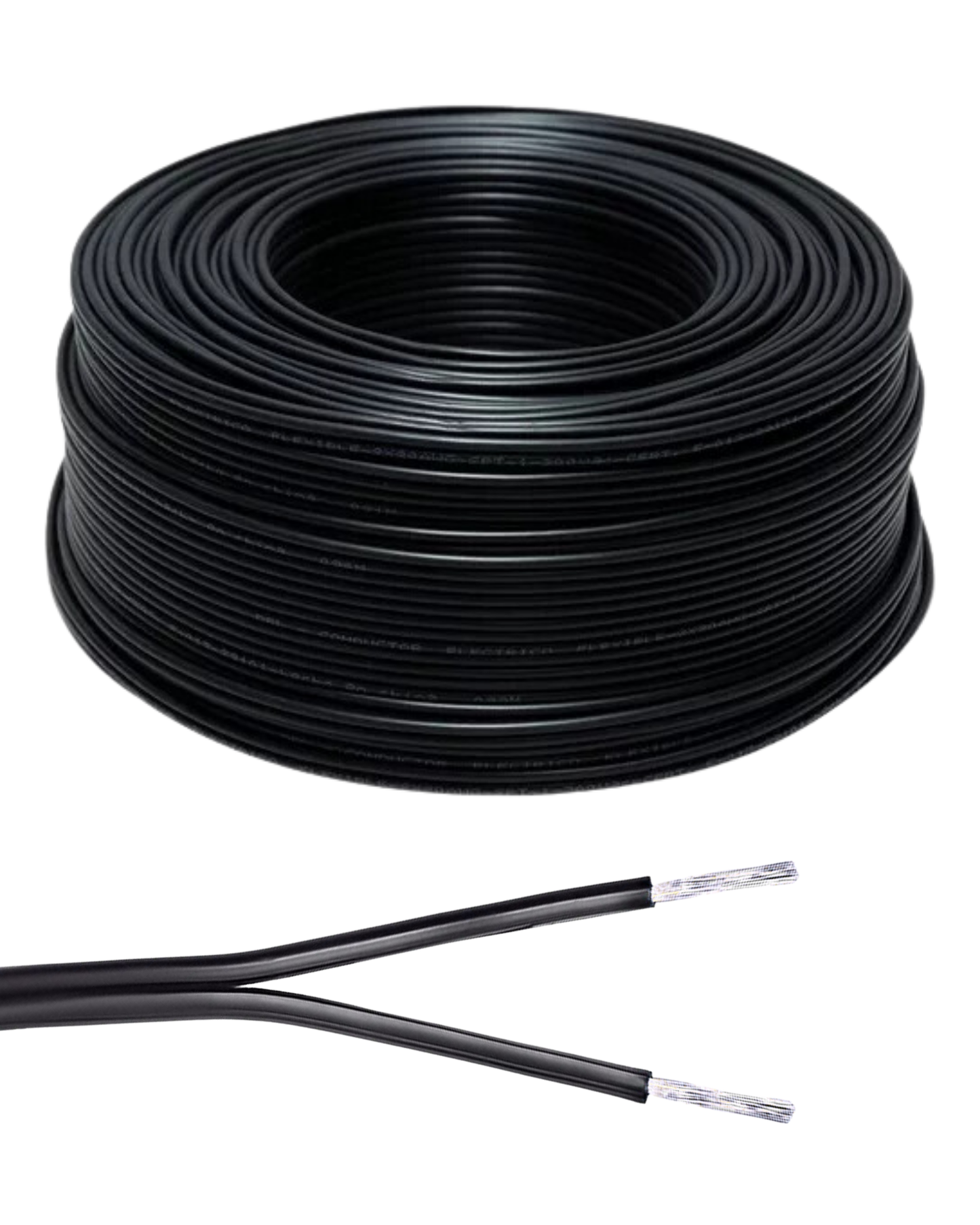 Cable para tira LED 2 hilos calibre 22AWG | Cable de alimentación de eliminador 2 vías color negro