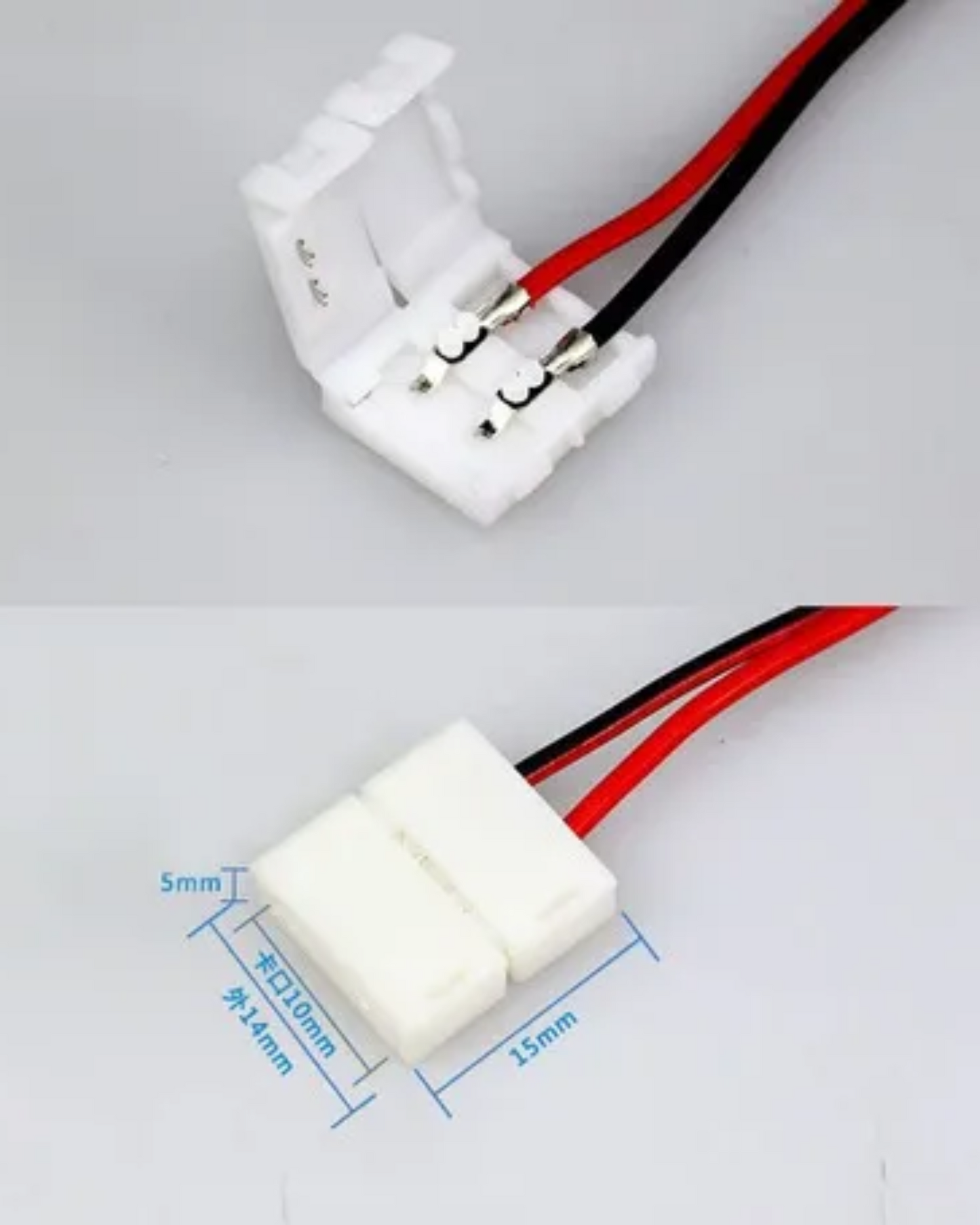 Cople con cable para tira de LED 5050 monocolor l Empalme tira LED monocolor