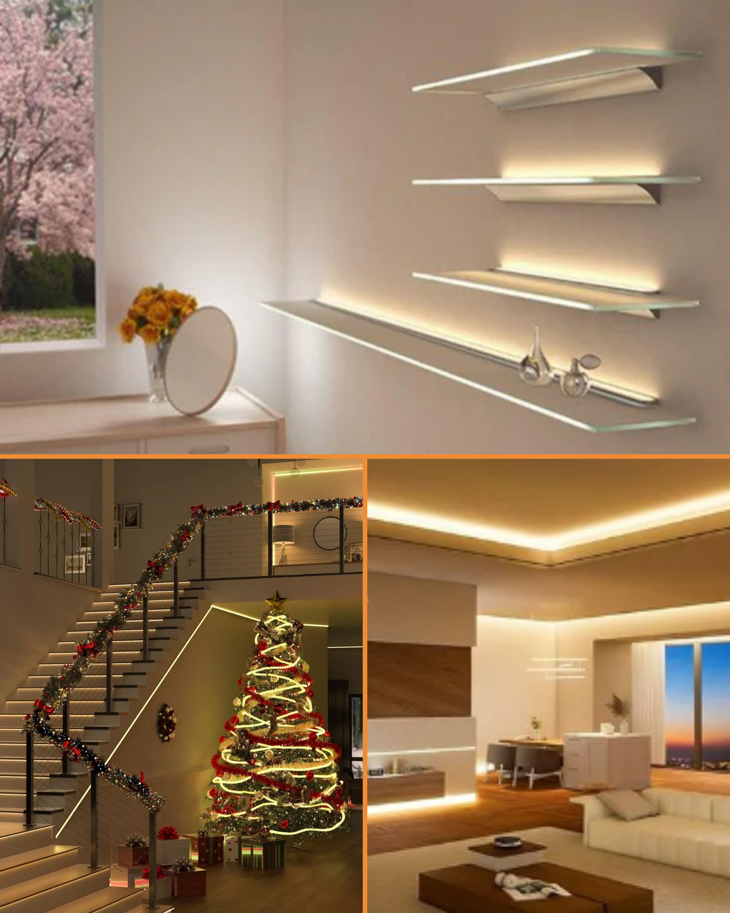 Perfil de aluminio para tira LED | Tramo de 1 metro de canaleta de metal para luz LED