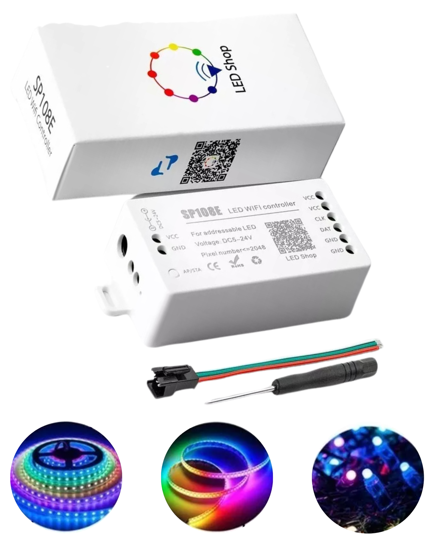 Controlador LED WIFI SP108E | Controlador WIFI para tira LED Neopixel WS2812B WS2811