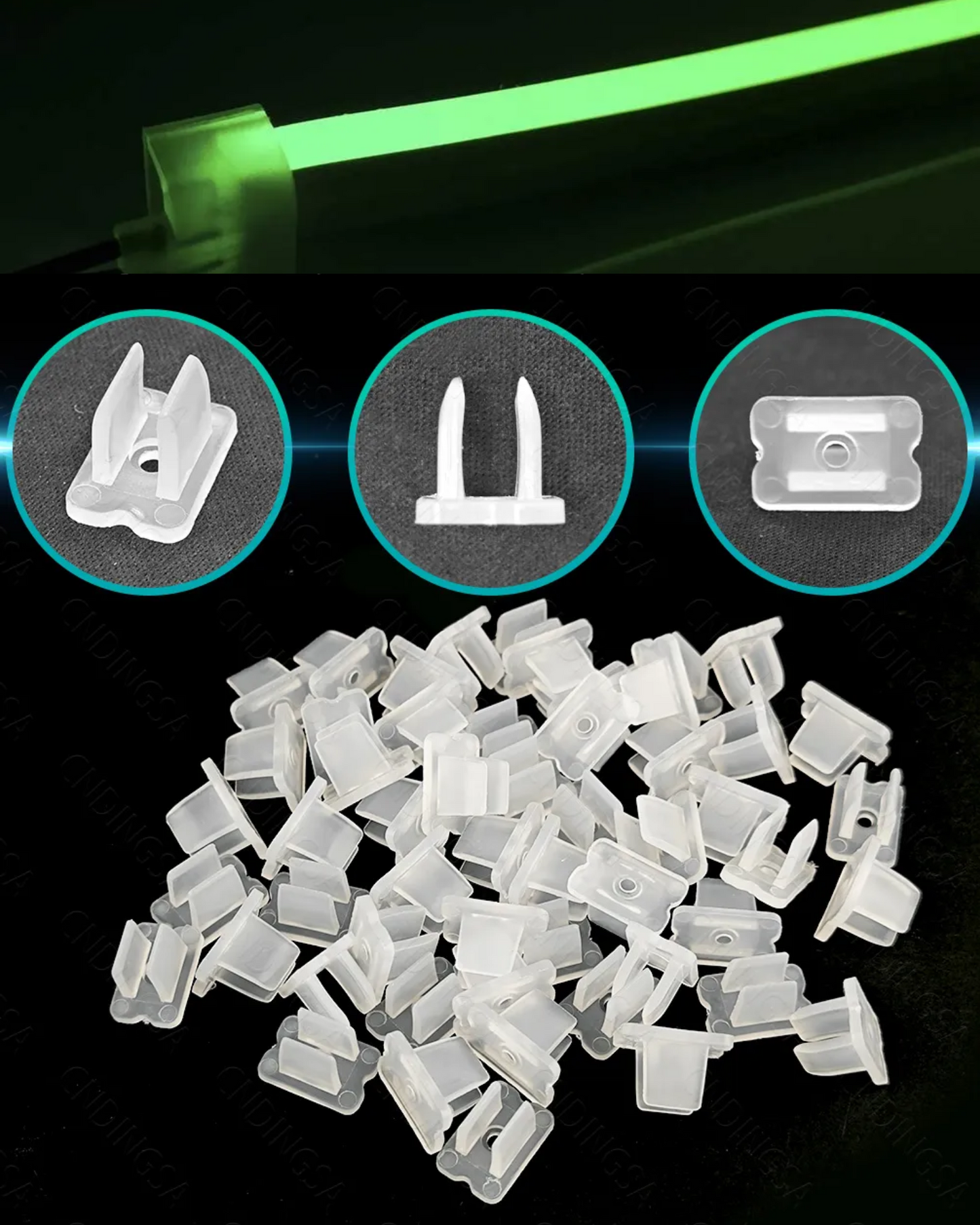 Grapa PVC para tira Neonflex 6x12mm | Grapa para sujetar tira de LED a pared