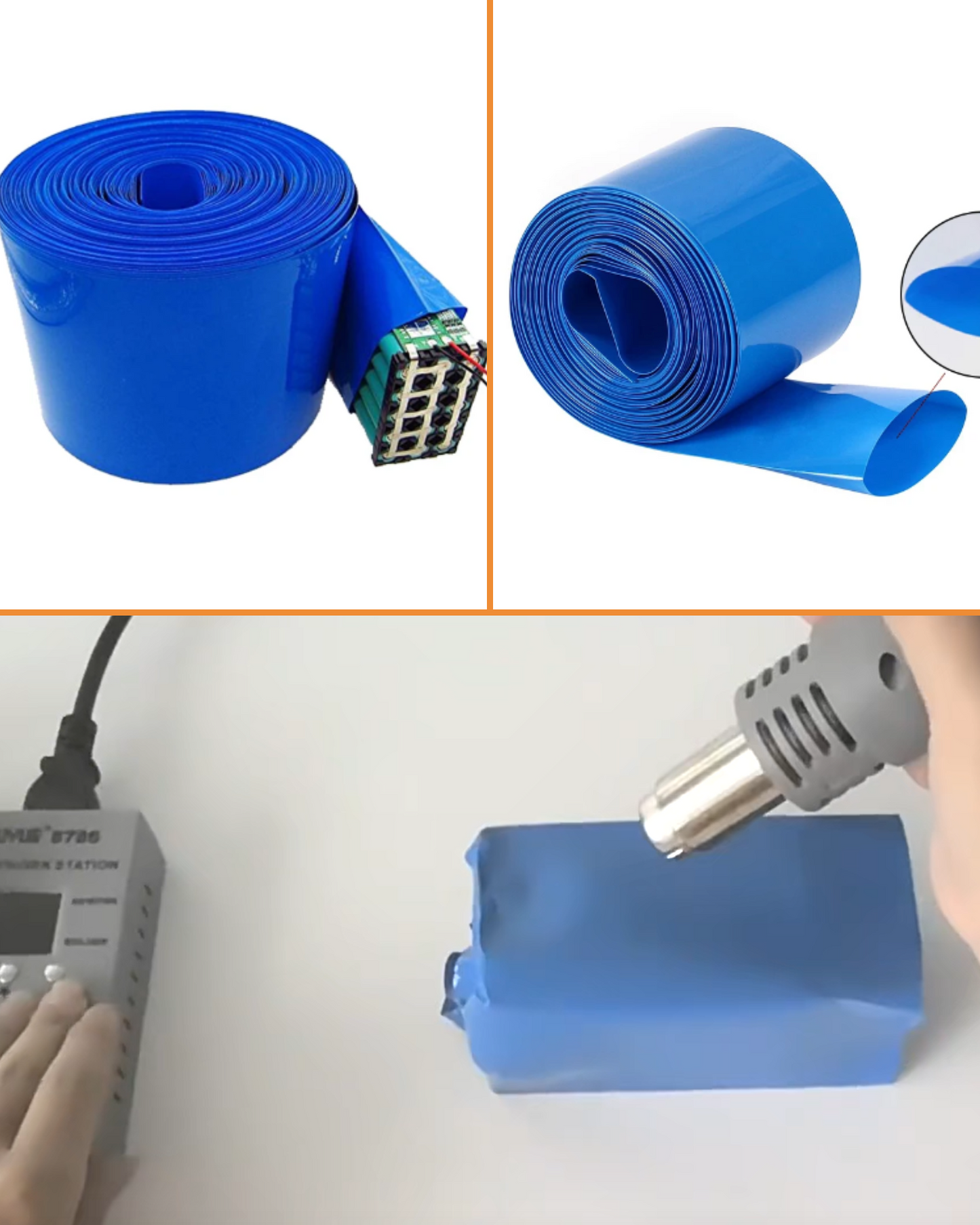 Tubo aislante termocontractil de PVC 5" | Thermofit azul PVC para baterias 18650
