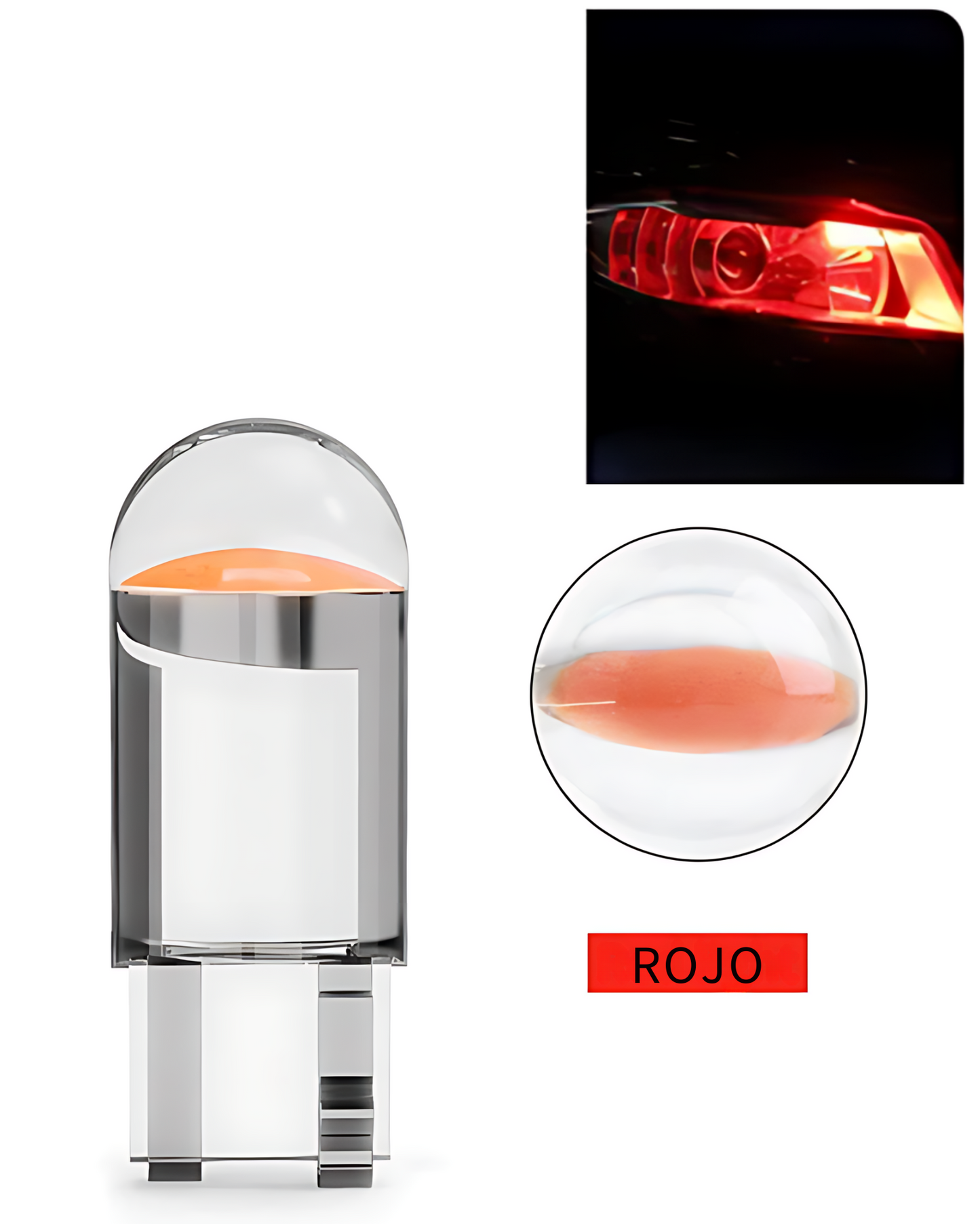 Foco LED pellizco automotriz tipo COB T10 | Foco para coche diferentes colores
