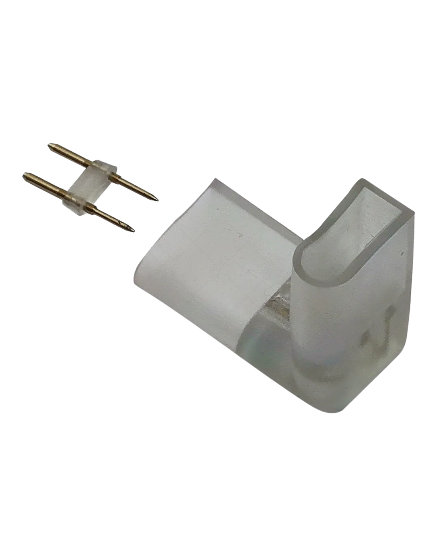 Conector transparente en L para Manguera LED 7mm | Cople empalme en escuadra para Manguera LED Neonflex