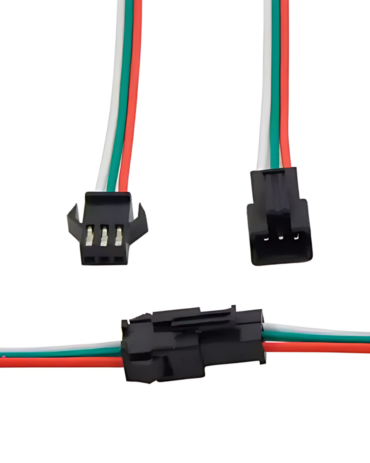 Arnés Conector 3 pines Pixel LED Macho - Hembra Universal JST | Conector rápido tira LED Neopixel WS2812B 3 cables