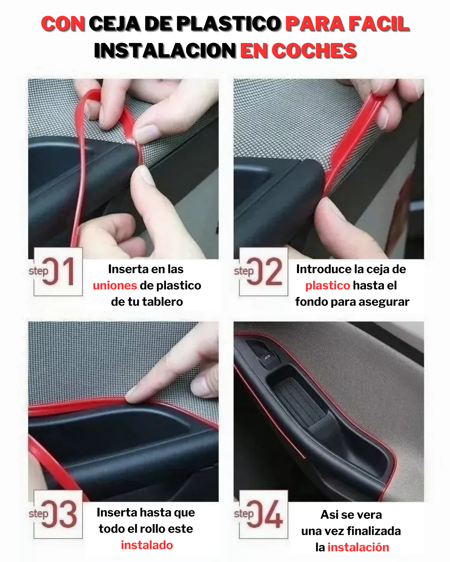 Hilo neón para coche con ceja para instalación | Hilo luminoso decorativo 3 metros