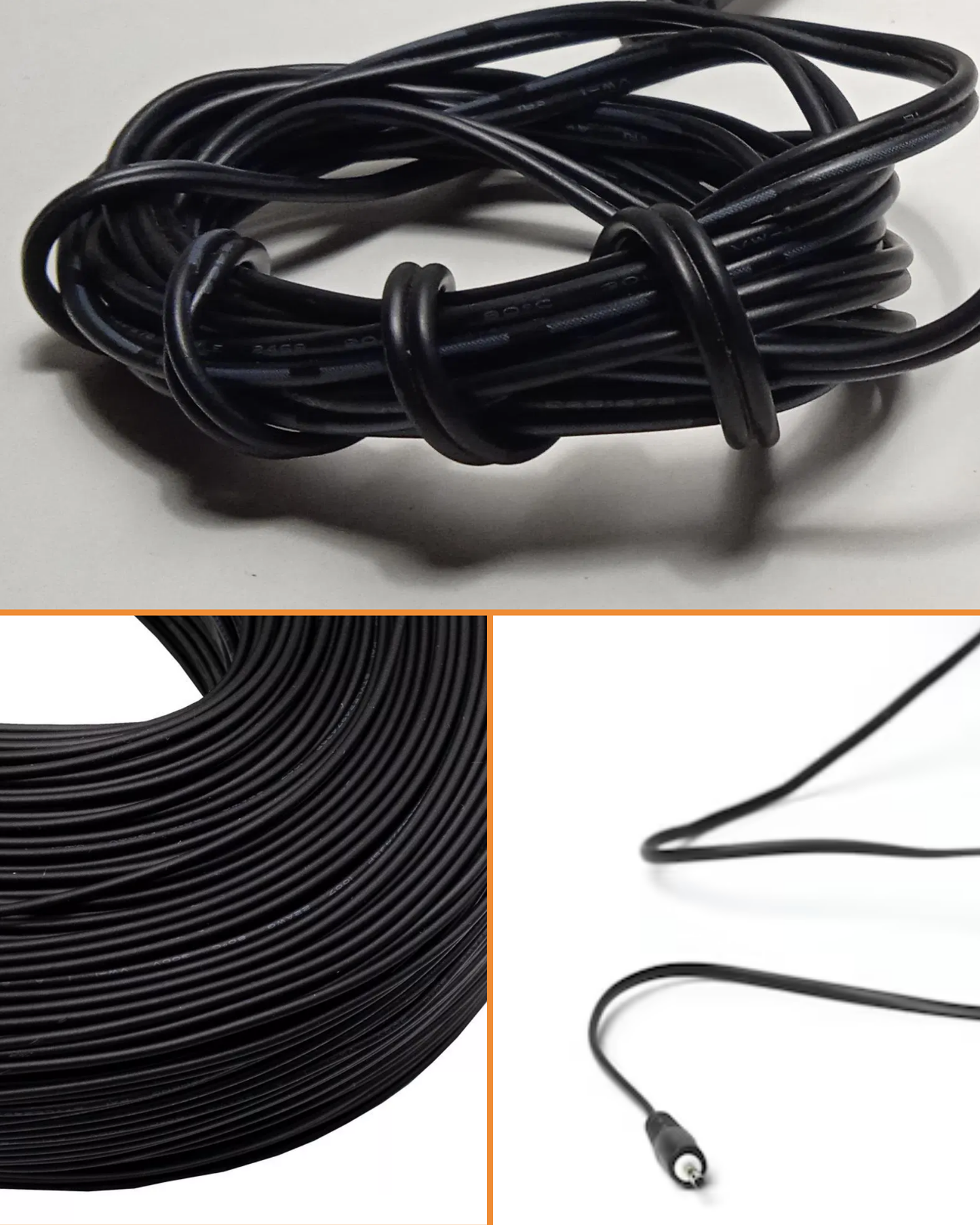 Cable para tira LED 2 hilos calibre 22AWG | Cable de alimentación de eliminador 2 vías color negro
