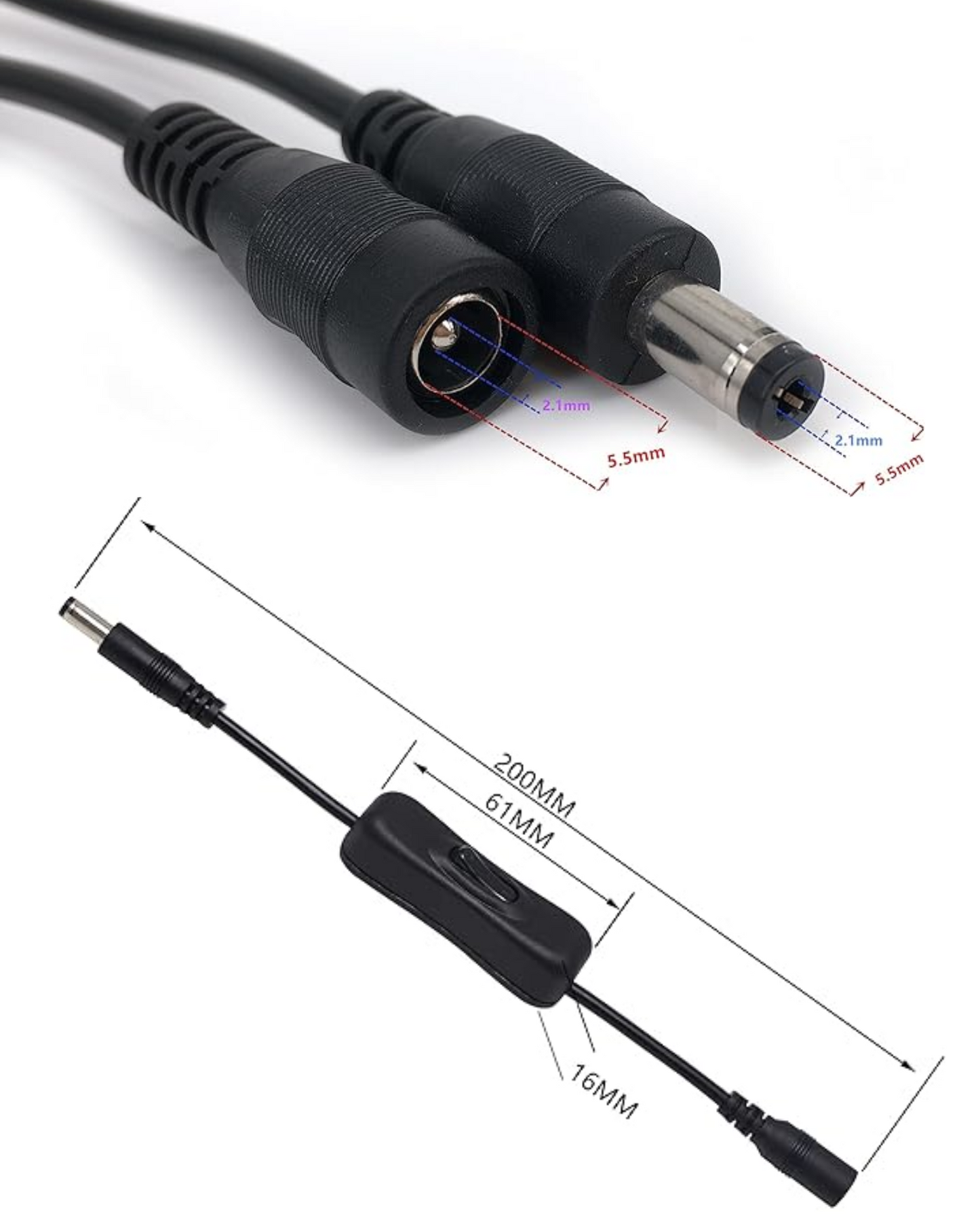Apagador para tira de LED | Switch botón en línea para letreros led | Conector 2.1mm
