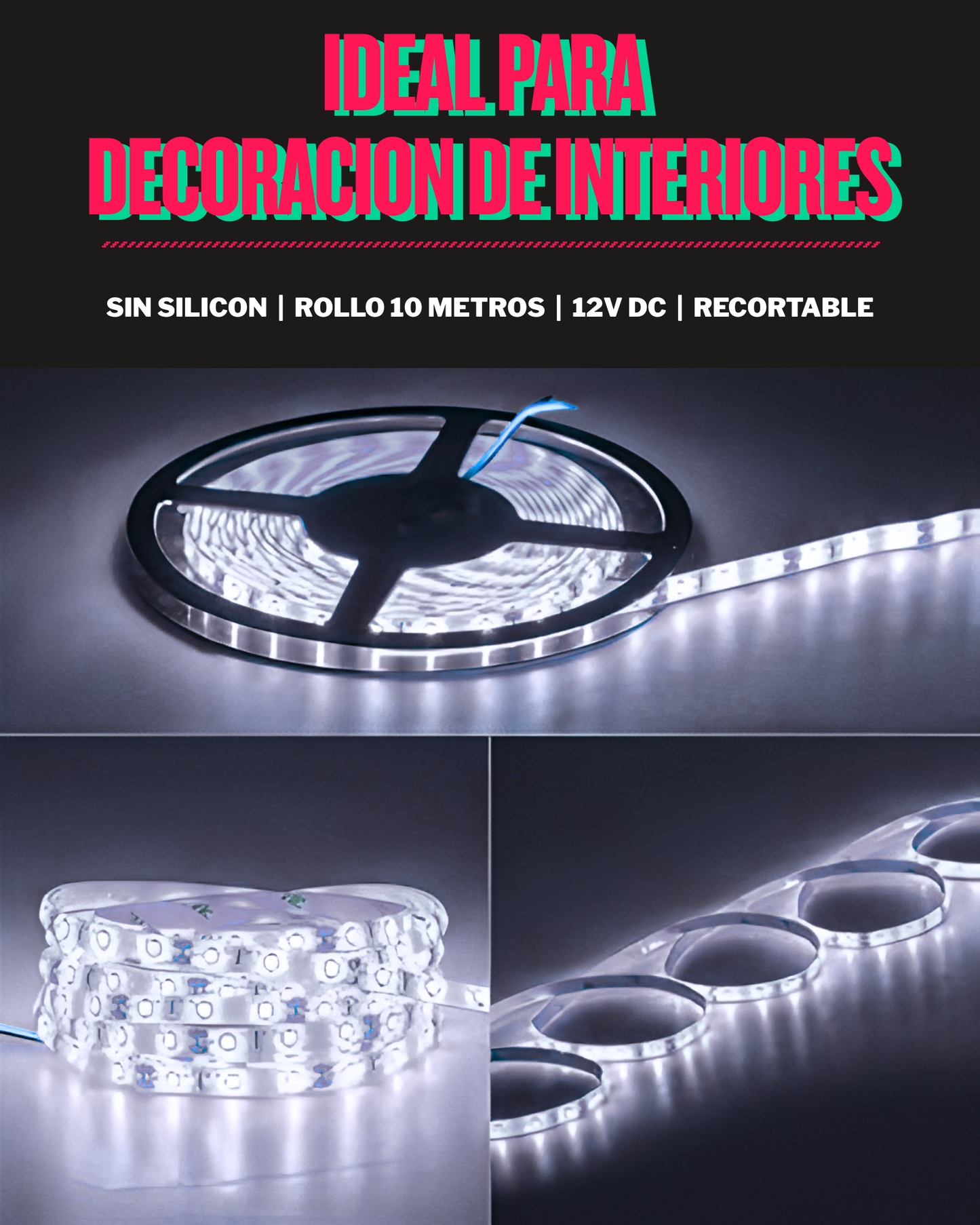 Tira LED para interior sin silicón | Rollo 10 metros LED 2835 120 LEDS por metro | Iluminación IP20