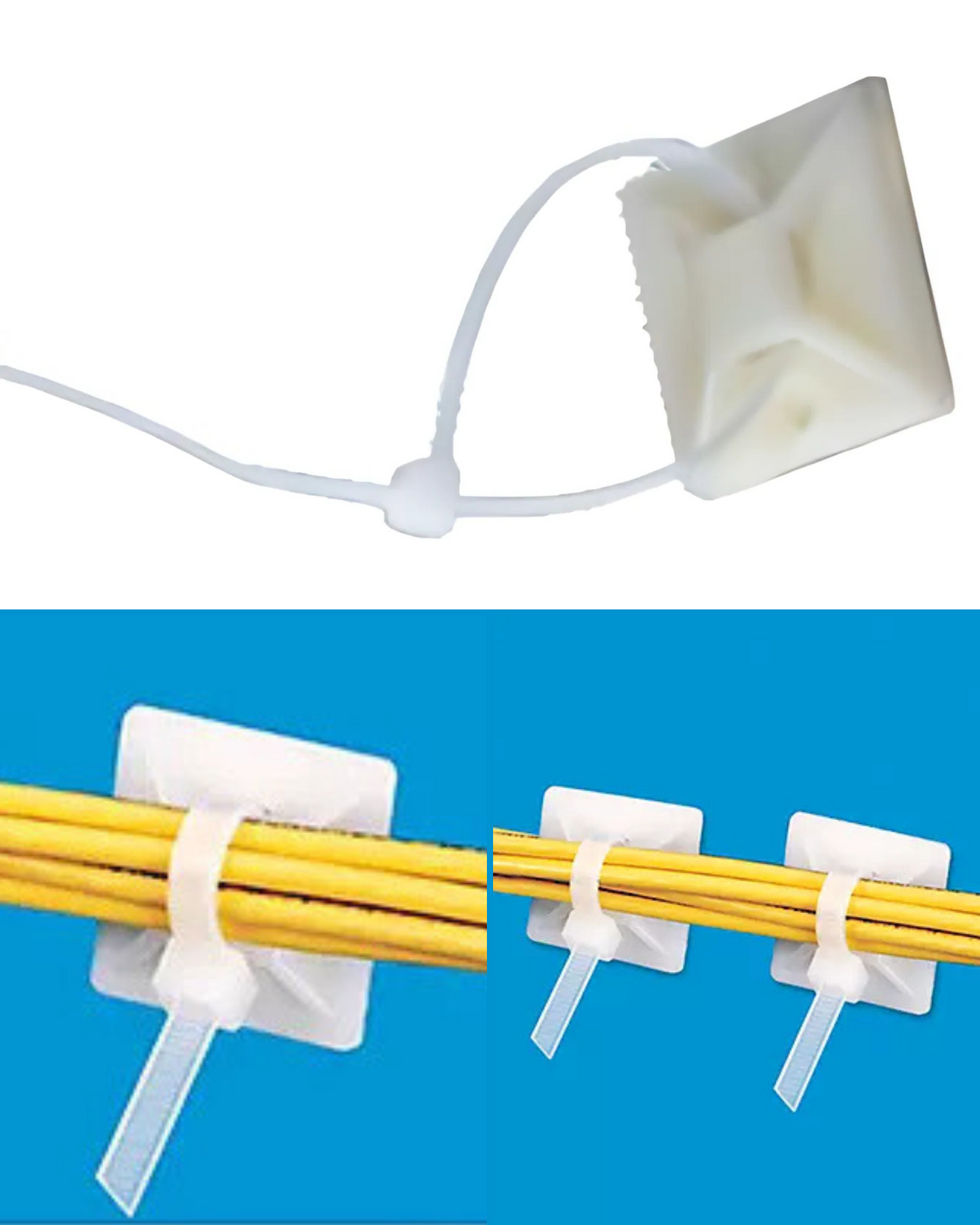 Sujeta cinchos 2cm | Soporte para cable autoadhesivo | Base para cincho de plástico