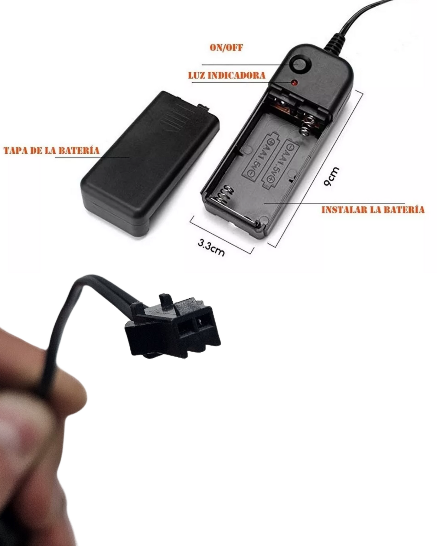 Controlador para hilo neón | Porta pilas para hilo neón