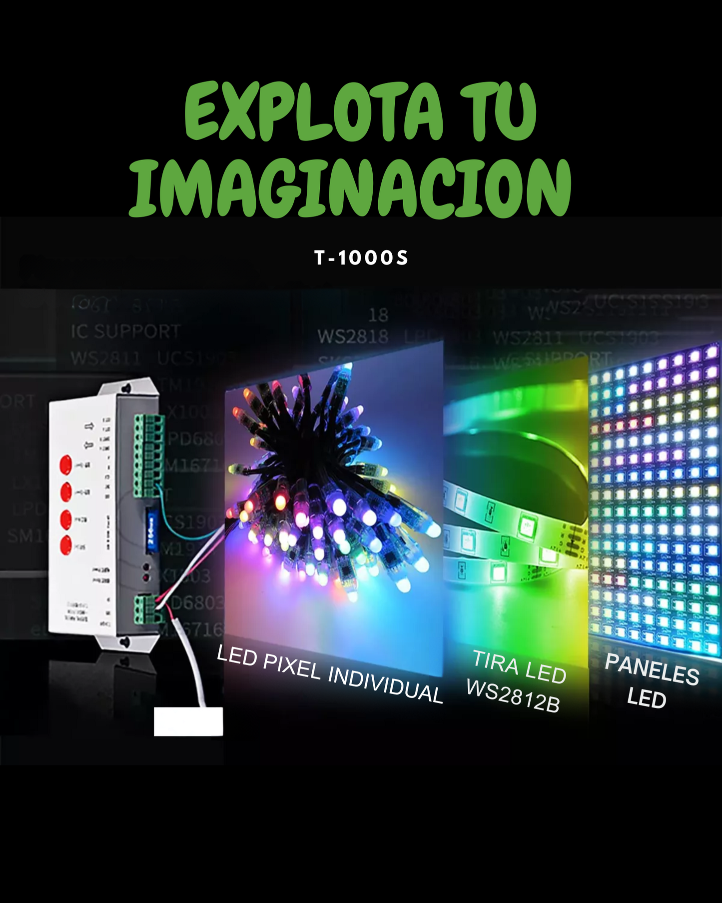 Controlador LED T-1000S | Controlador para tira LED Neopixel WS2812B WS2811