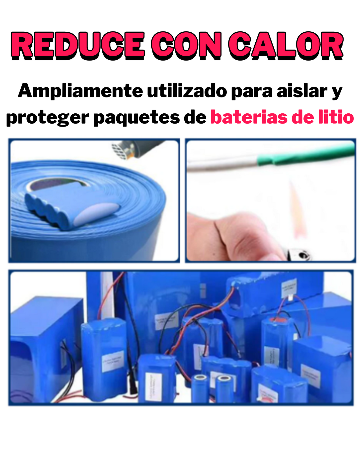 Tubo aislante termocontractil de PVC 5" | Thermofit azul PVC para baterias 18650