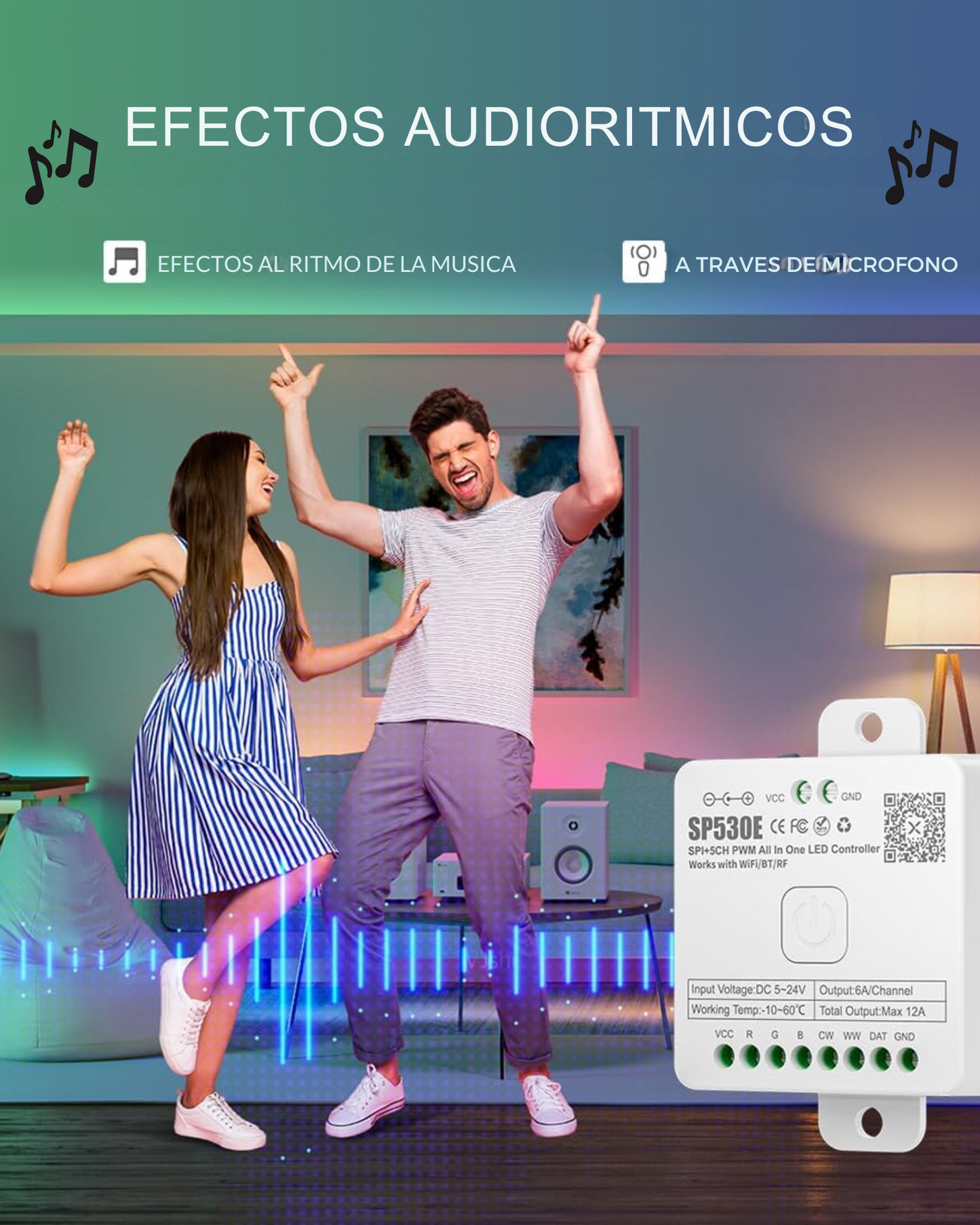 Controlador LED WIFI SP530E | Controlador tira LED Neopixel WS2812B WS2811 | Compatible con Alexa