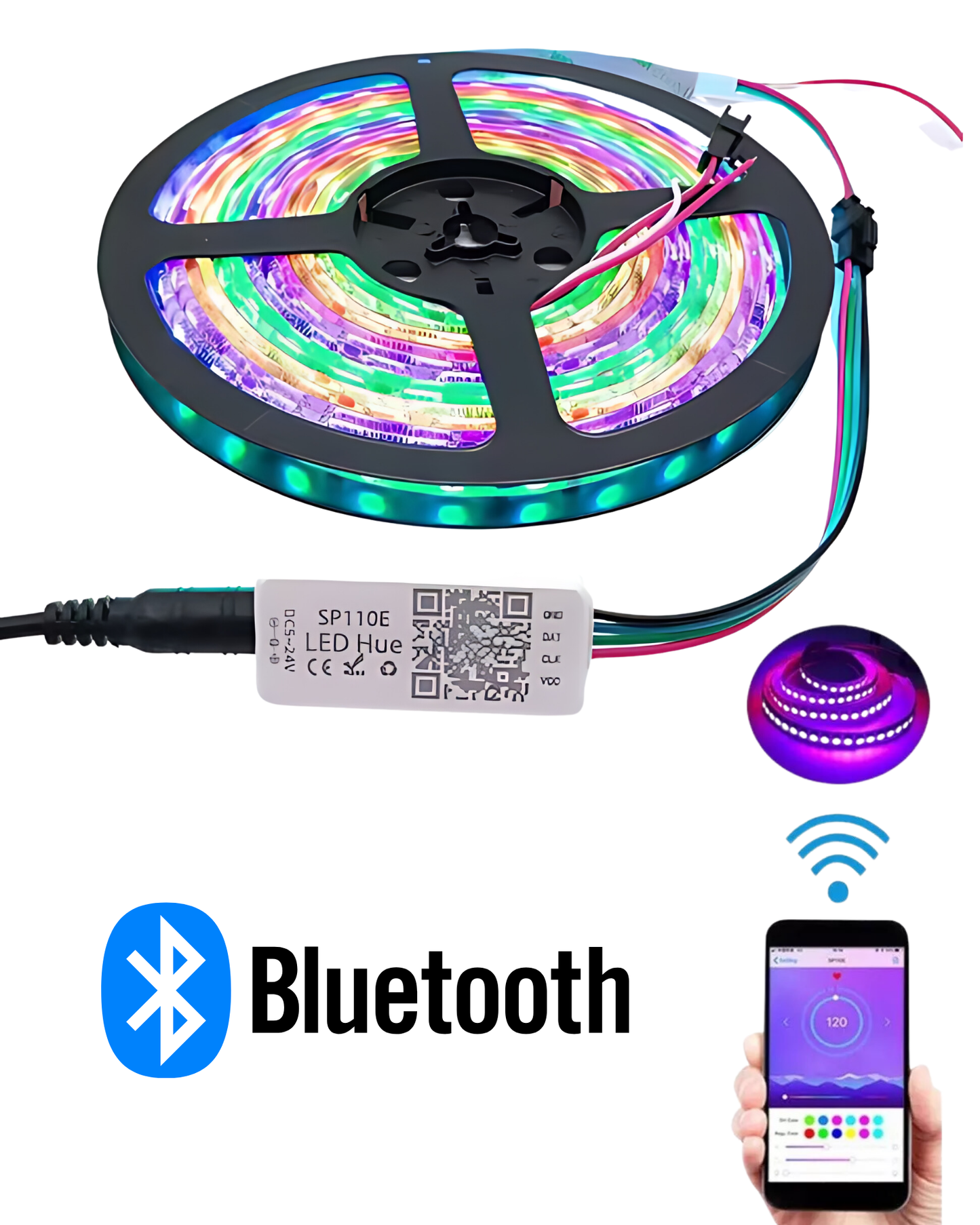 Controlador LED Bluetooth SP110E | Controlador Bluetooth para tira LED Neopixel WS2812B WS2811