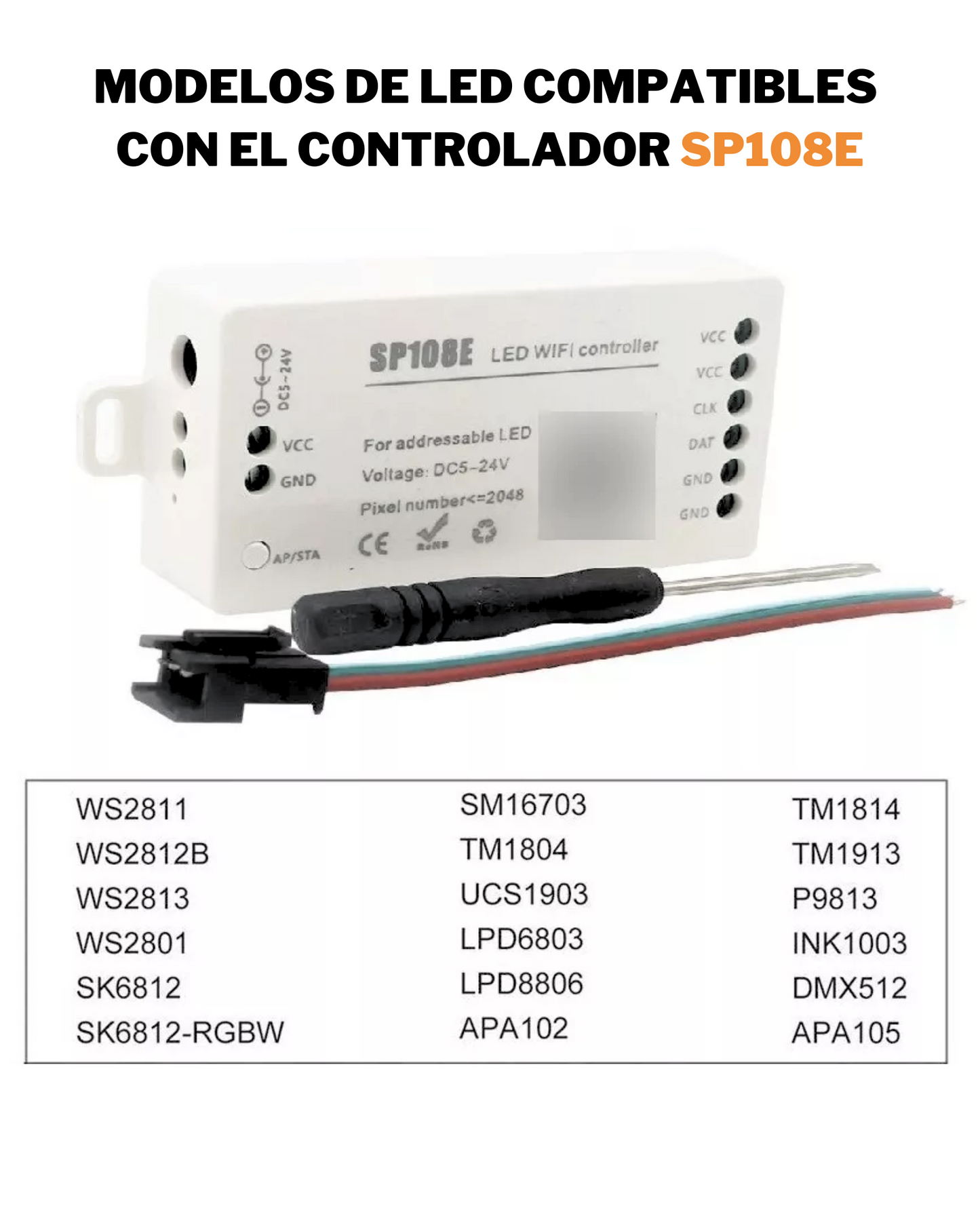 Controlador LED WIFI SP108E | Controlador WIFI para tira LED Neopixel WS2812B WS2811