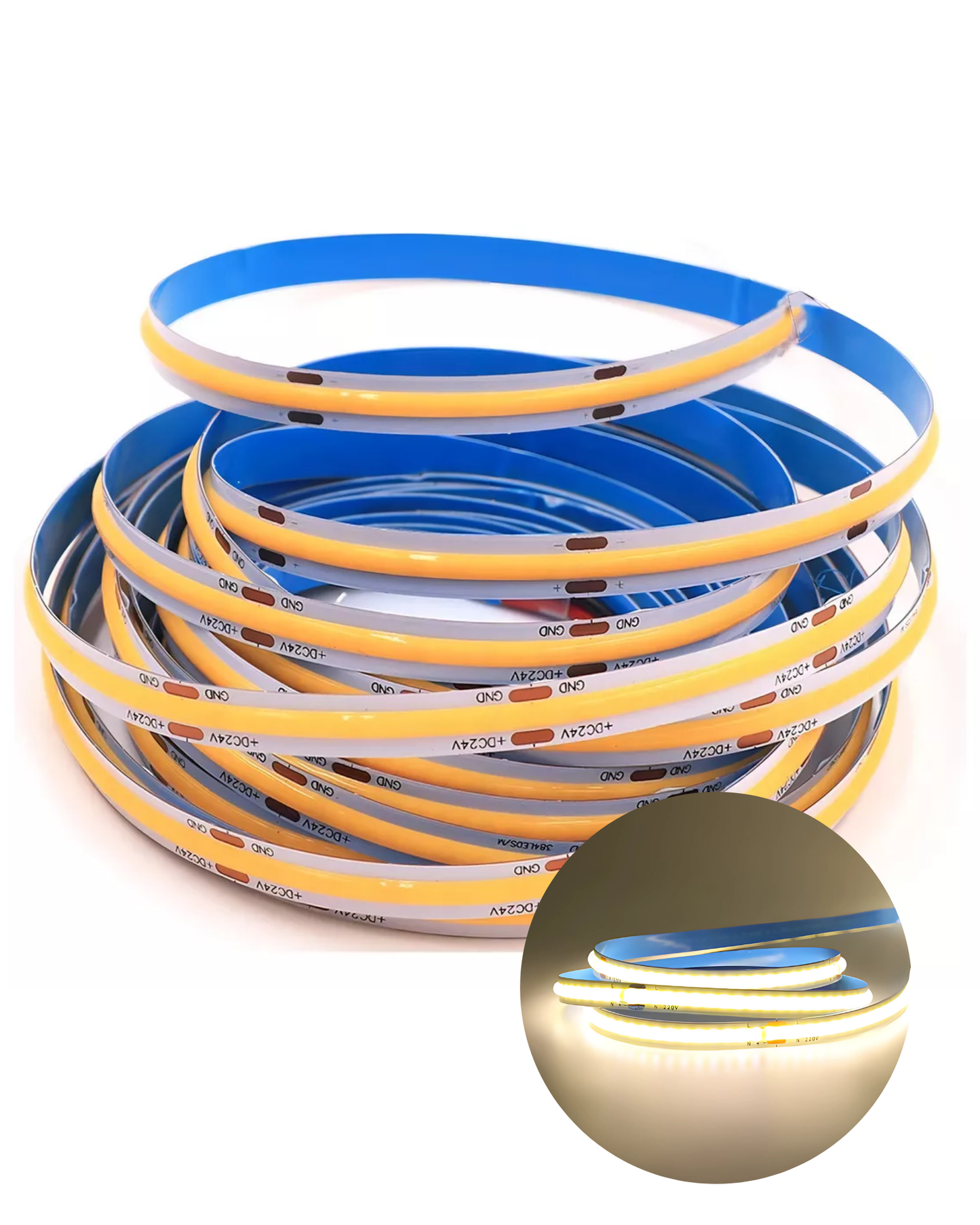 Tira LED tipo COB 252D 24V DC | Rollo 5 metros tira Luz LED para decoración de interiores