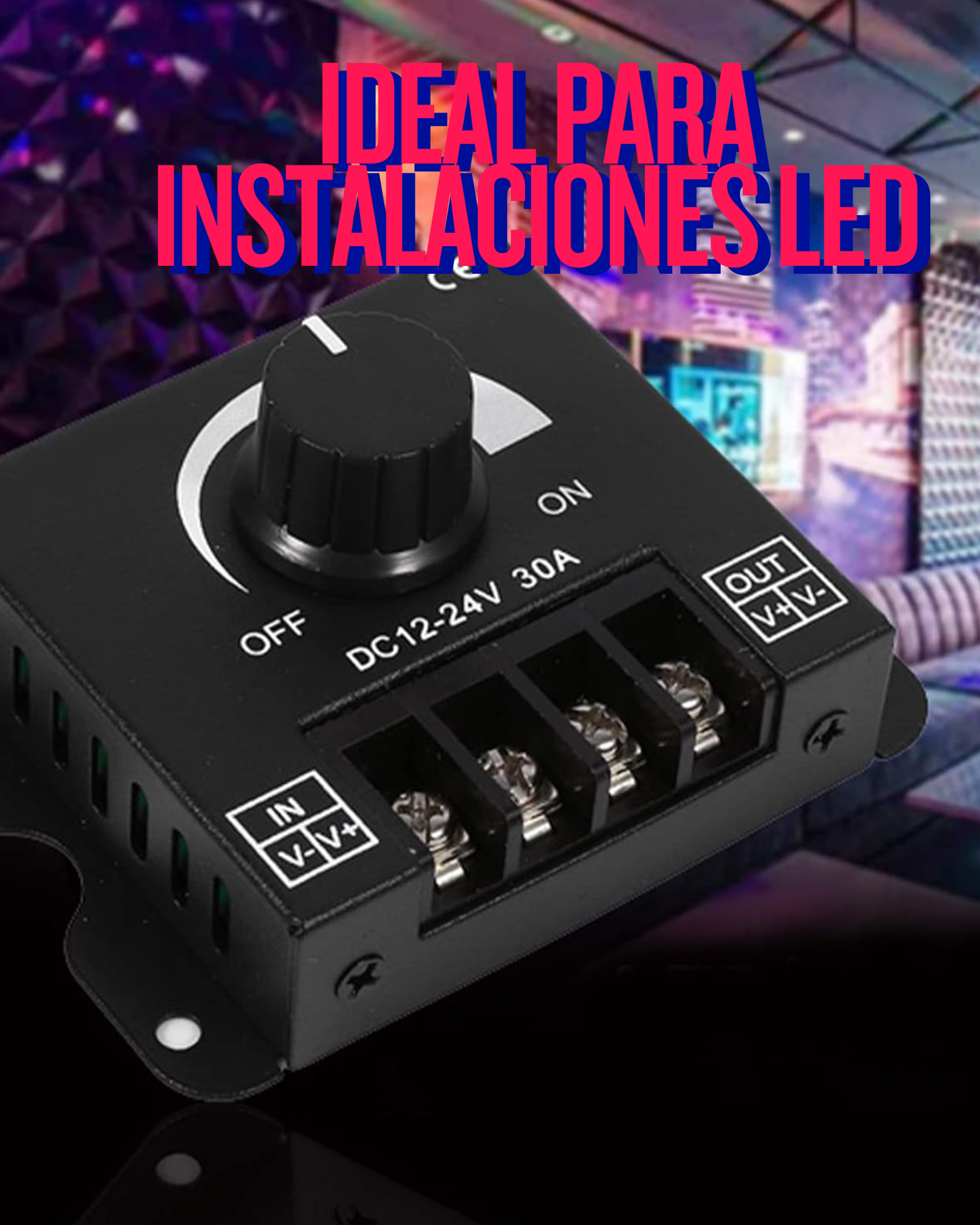 Regulador de luz LED 12V - 24V DC brillo ajustable | Dimmer para tira LED con interruptor de encendido
