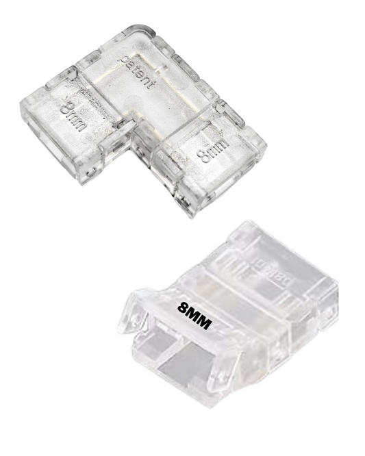 Conector transparente para Tira LED 8mm | Cople empalme para Tira de LED 5050