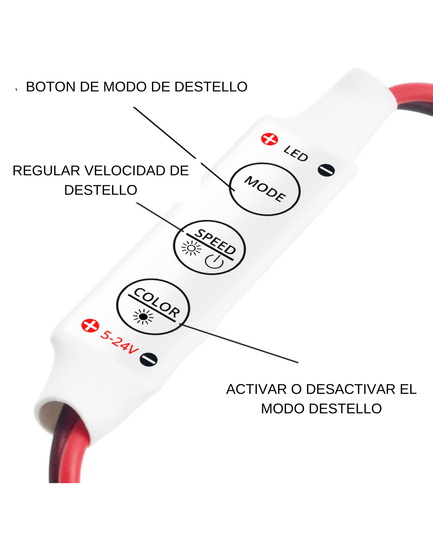Dimmer destellador para tira LED | Controlador manual estrobo para LED
