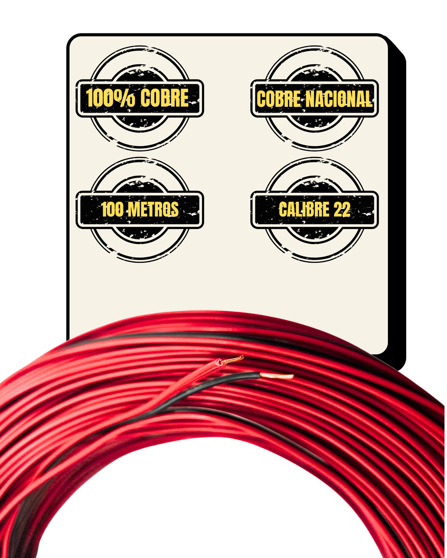 Cable bicolor calibre 22AWG 100% cobre | Cable bipolar para tira de LED | Rollo 100m KSB-22