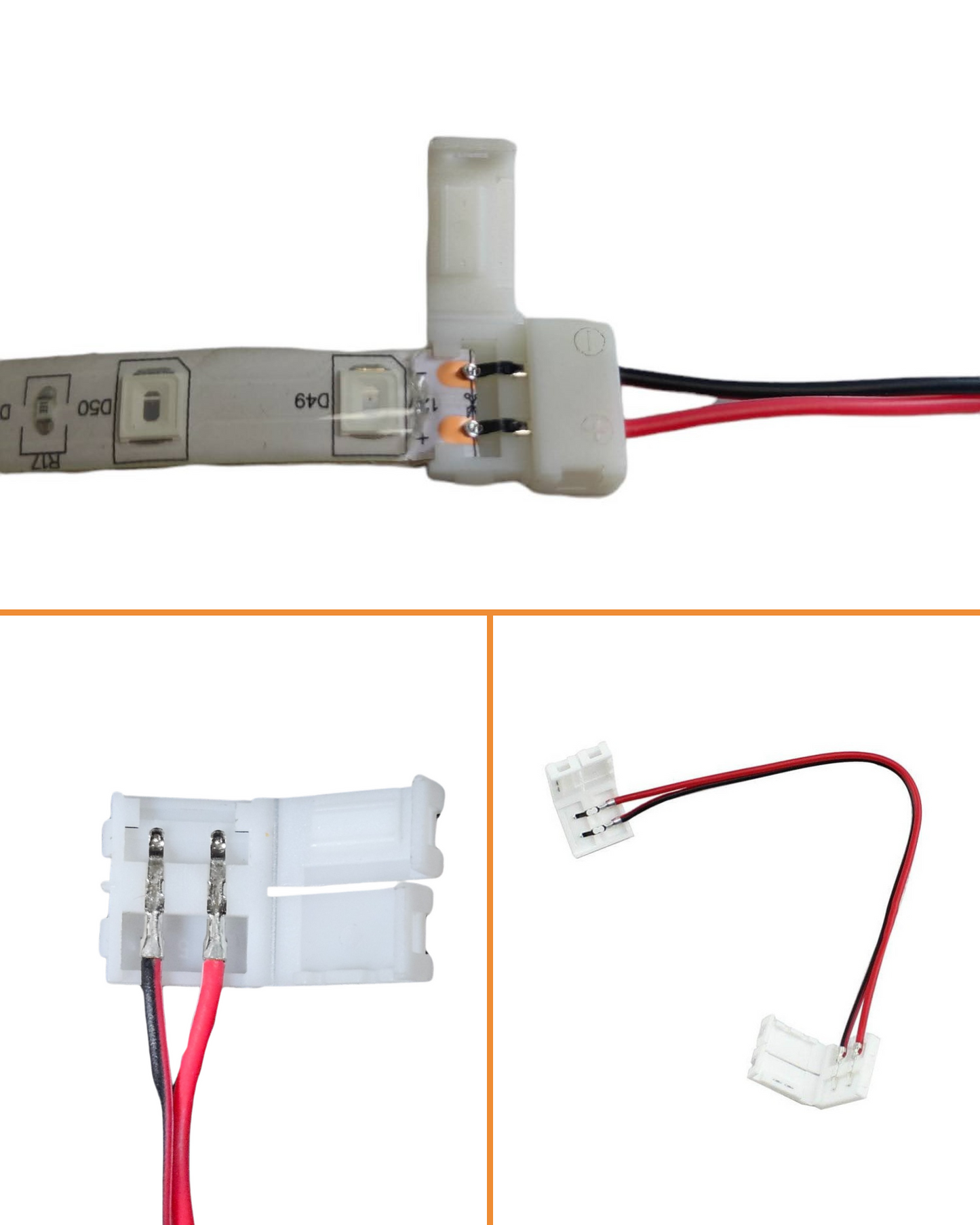 Cople con cable para tira de LED 5050 monocolor l Empalme tira LED monocolor