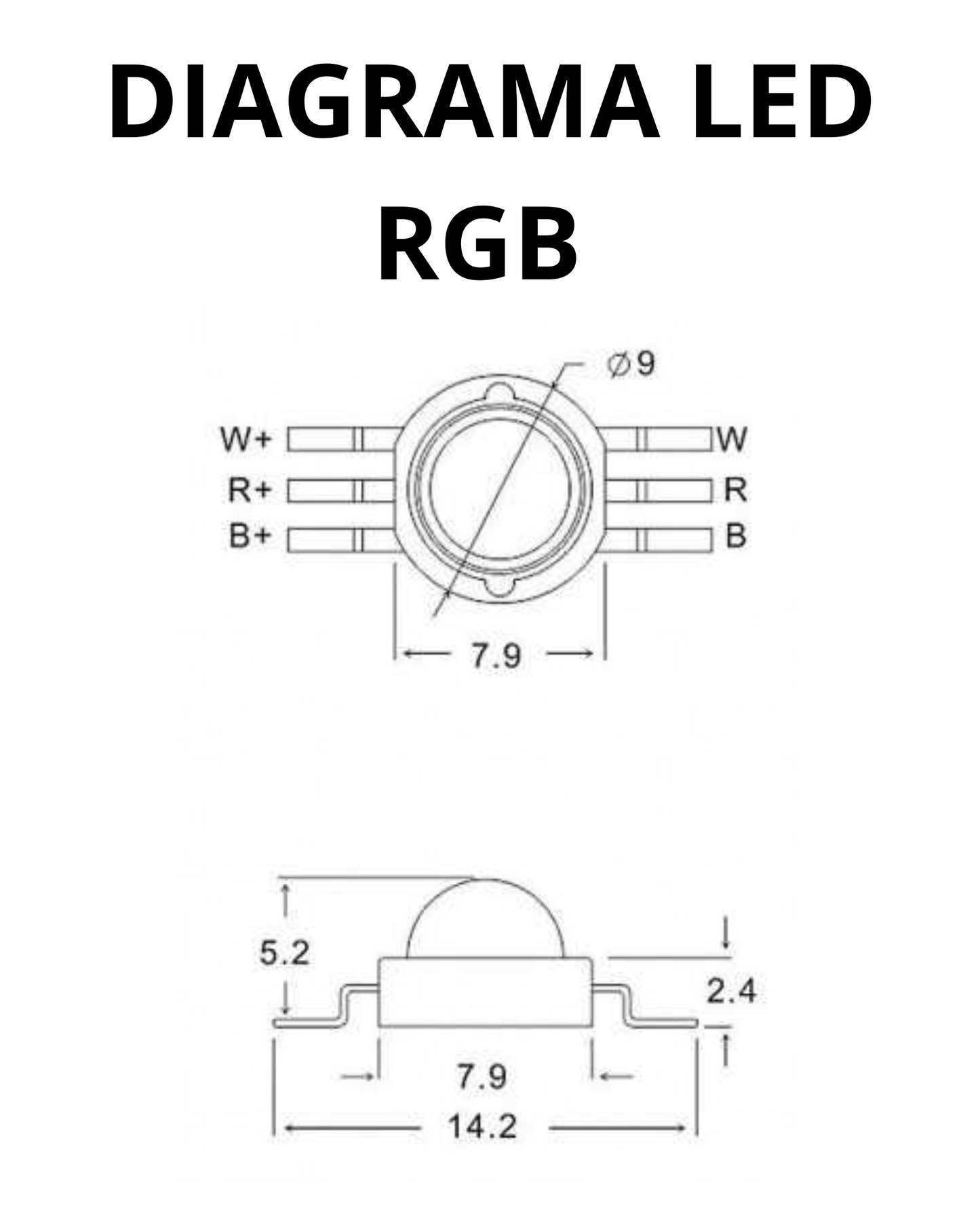 Chip LED de potencia 9W RGB 6 pines | Pastilla LED RGB