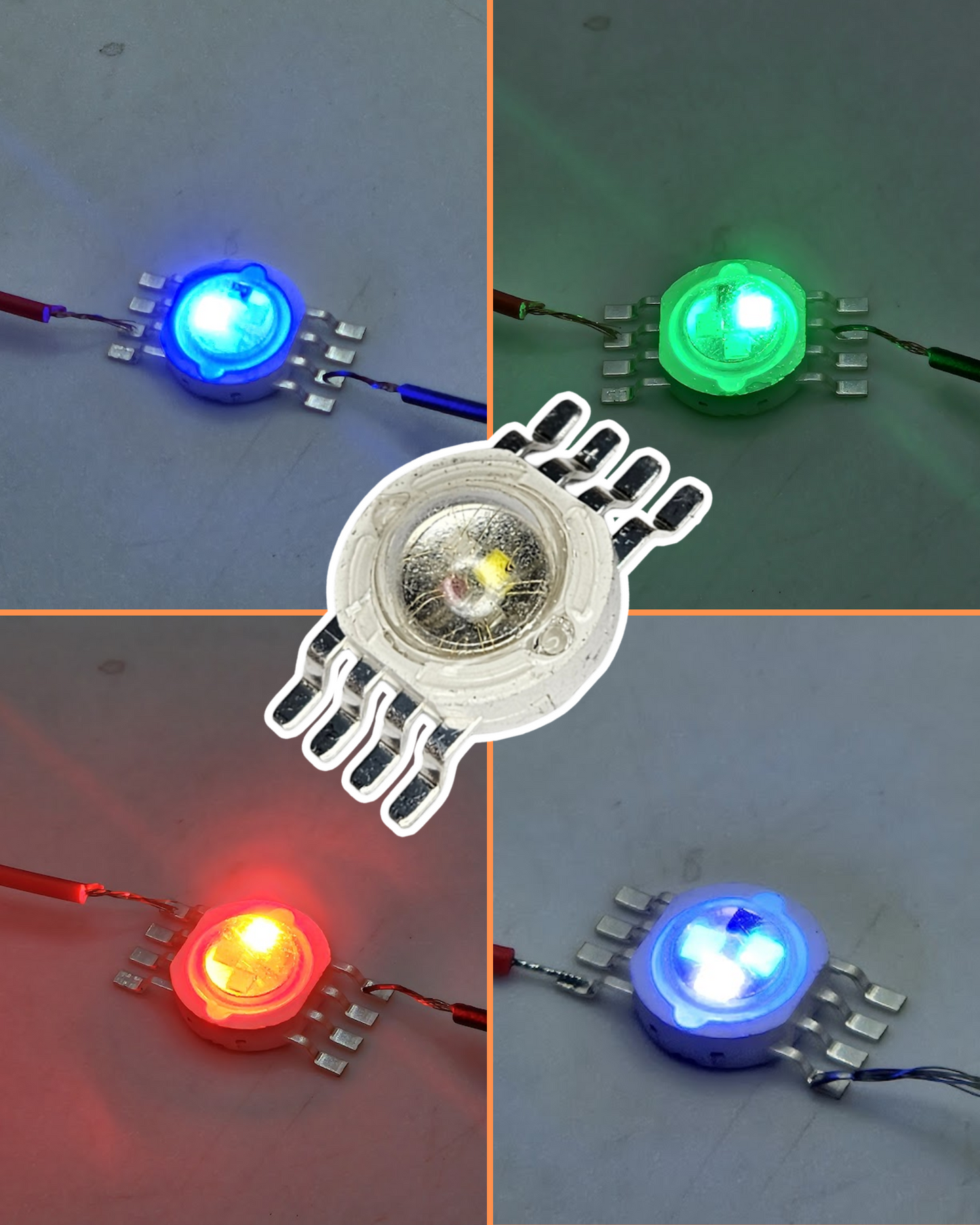 Chip LED de potencia 12W RGBUV 8 pines | Pastilla LED RGB + UV