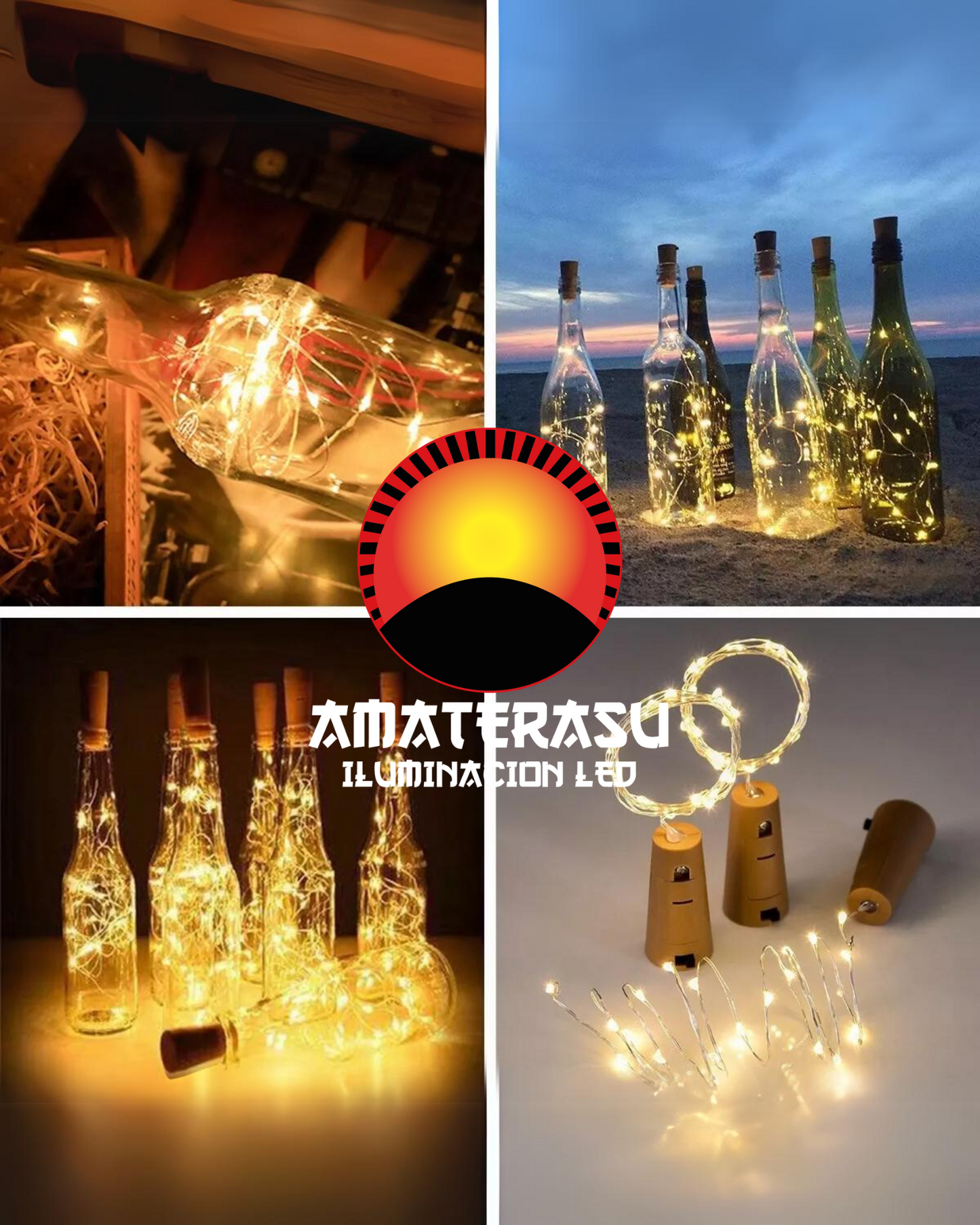 Corcho LED de decoración para Botellas | Guirnalda tipo corcho 2 metros